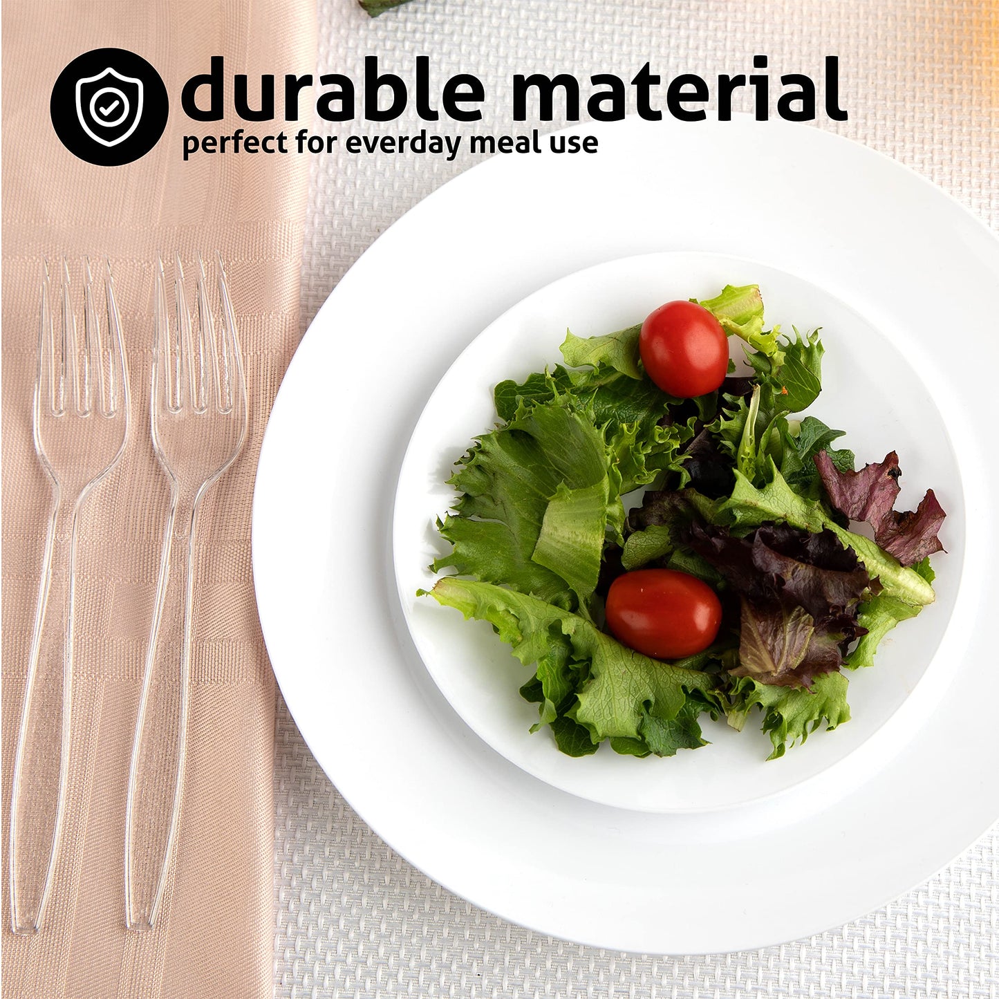 Crystalware, Heavy-Weight Plastic Fork, Durable and Disposable for Party supply or Home Use (100 Pack)