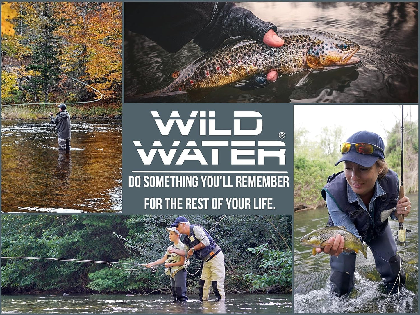 Wild Water Standard Fly Fishing Combo Starter Kit, 5 or 6 Weight 9 Foot Fly Rod, 4-Piece Graphite Rod with Cork Handle, Accessories, Die Cast Aluminum Reel, Carrying Case, Fly Box Case & Fishing Flies
