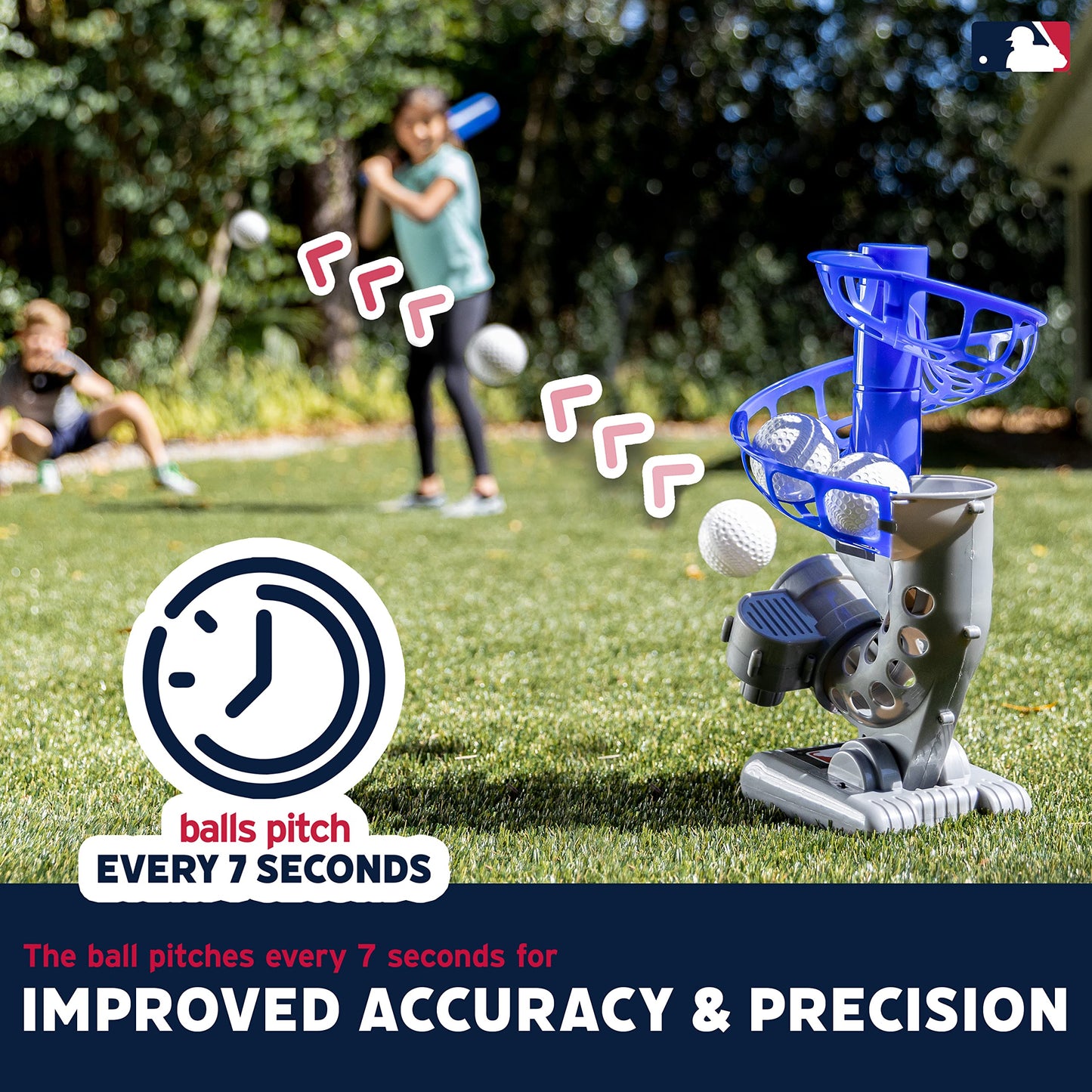 Franklin Sports MLB Electronic Baseball Pitching Machine - Automatic Youth Pitching Machine with (6) Plastic Baseballs Included