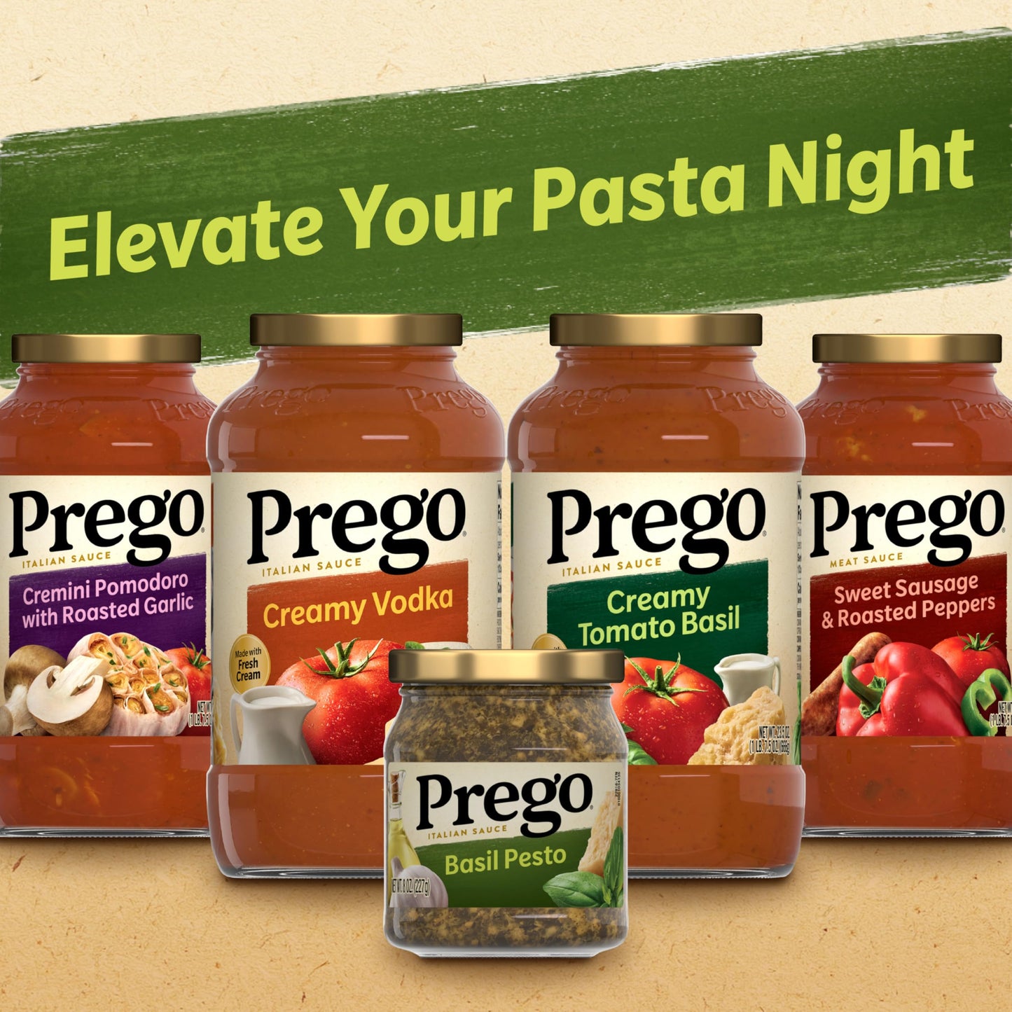 Prego Creamy Roasted Garlic Pesto Pasta Sauce, 14.5 oz Jar