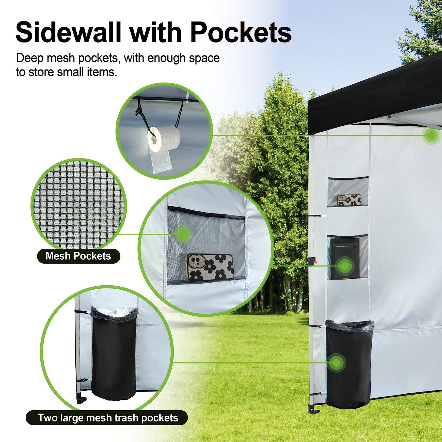 CROWN SHADES Canopy Tent 10x10 Pop Up Canopy Outdoor Shade with Pockets Sidewall, Easy Up Sun Shelter with One Person Set Up Center Lock, Portable Instant Camping Beach Canopy Tents, Forest Green