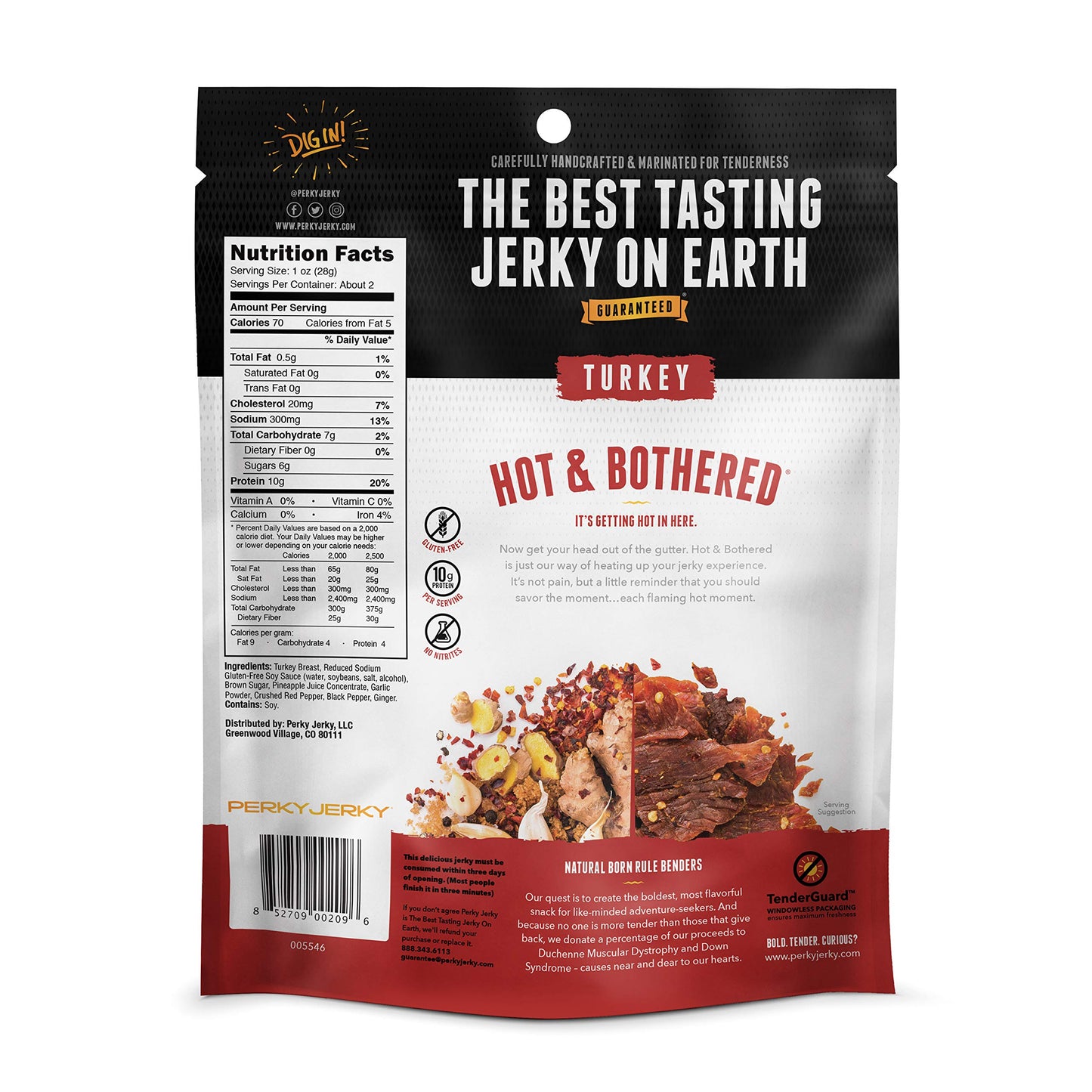 Perky Jerky Turkey Jerky Variety, 2.2 oz (Pack of 5) - Low Sodium - 7-10g Protein per Serving - Low Fat - 100% U.S. Sourced - Non-GMO