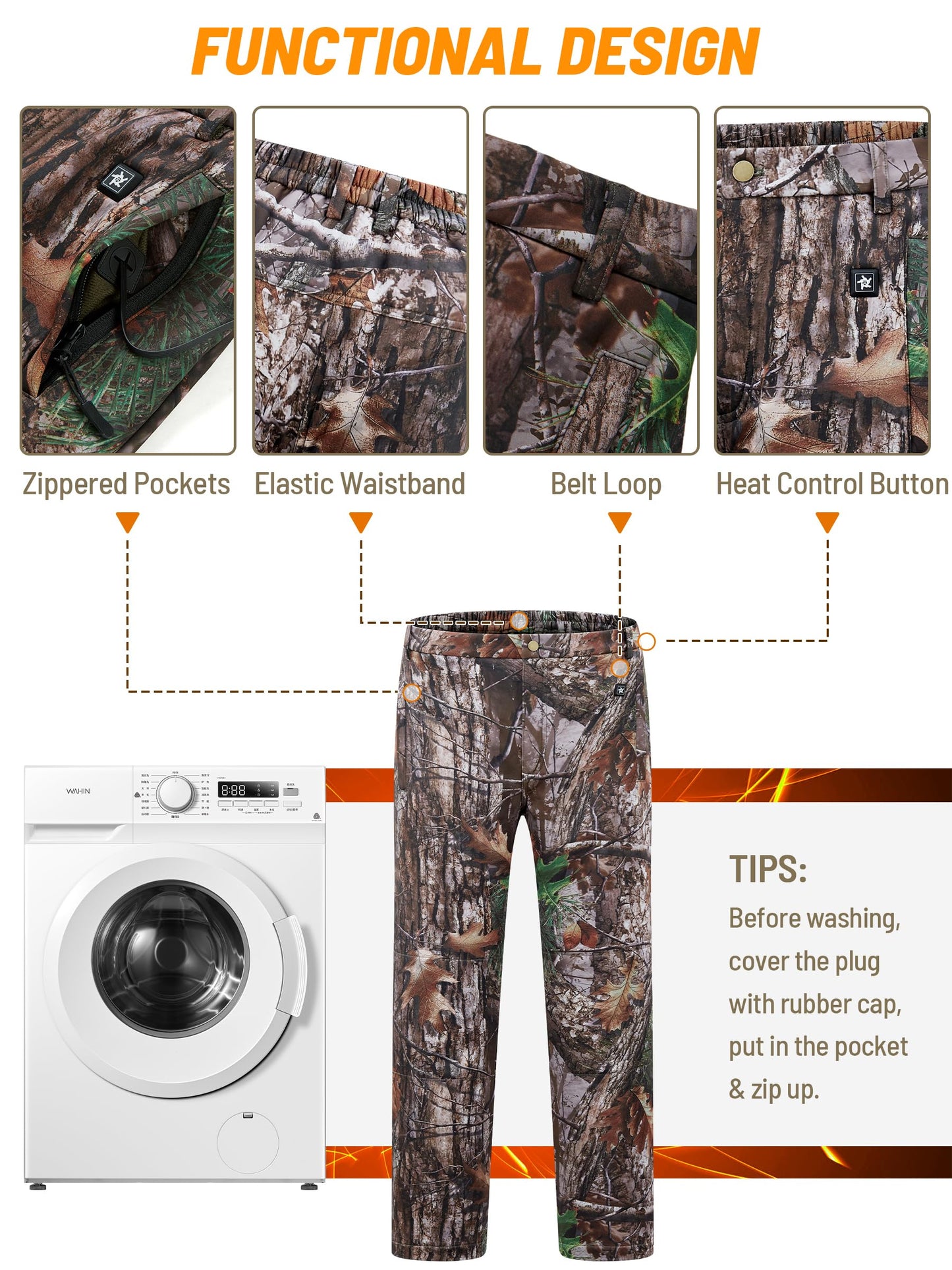 NEW VIEW Women Camo Heated Pants with 10000mAh Battery Pack, Fleece Lined Insulated Hunting Pants for Cold Winter Outdoors