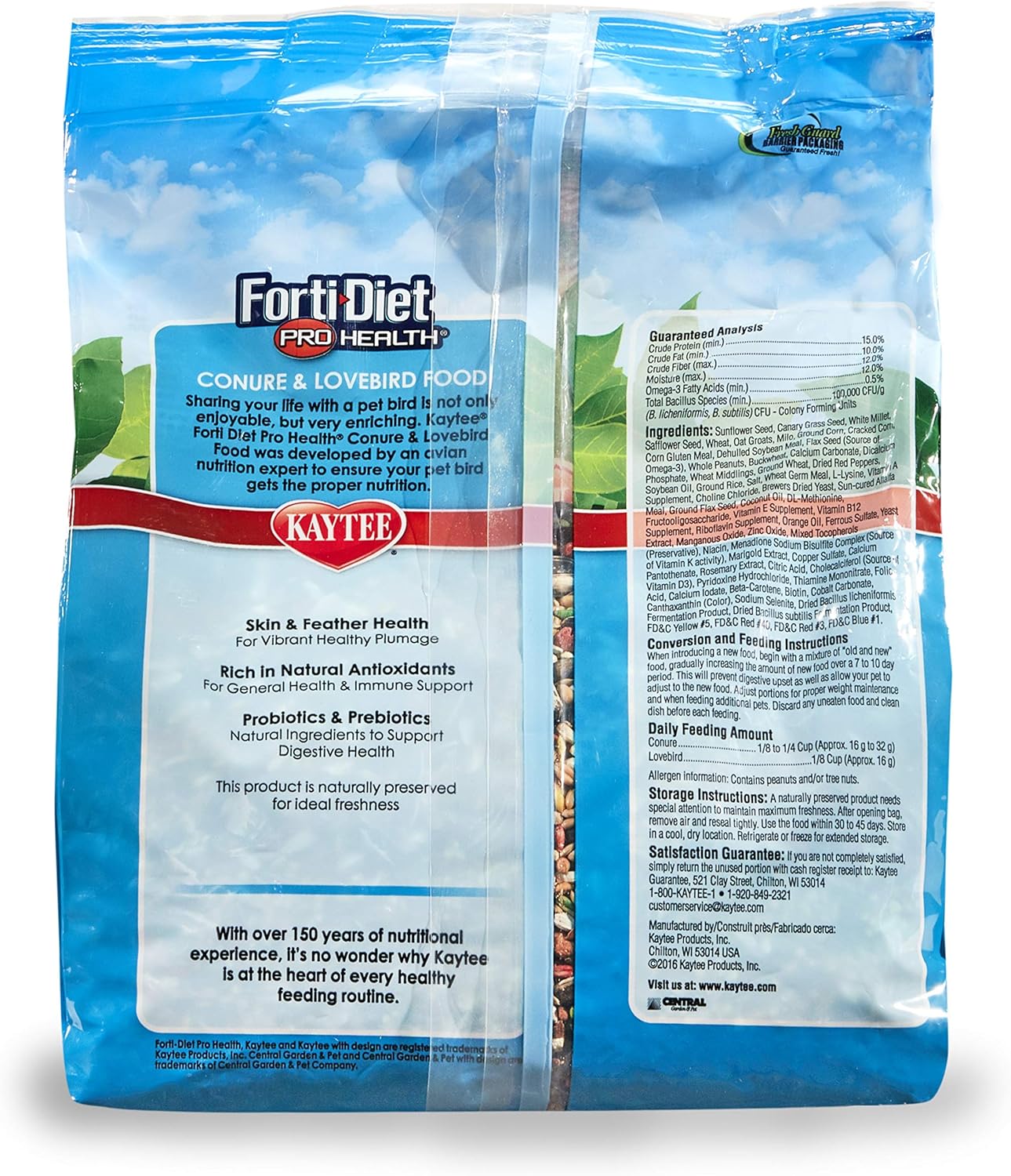 Kaytee Forti-Diet Pro Health Pet Conure & Lovebird Food, 4 lb