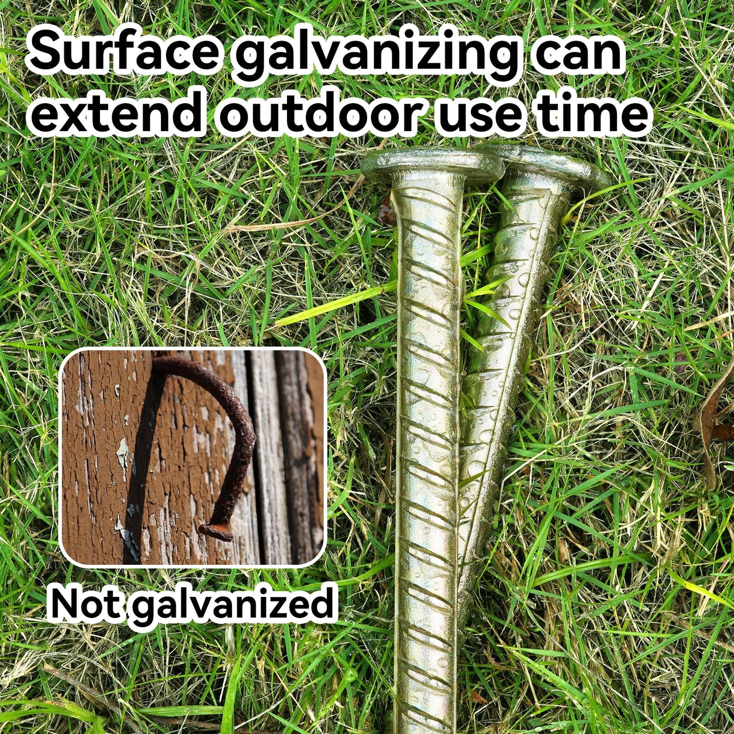 30 Inch Long Rebar Stakes - 9/16 Inch Diameter Heavy Duty Asphalt Anchors, Galvanized Steel Ground Anchor for Speed Bump, Wheel Stop, Tent and More (4 Counts)