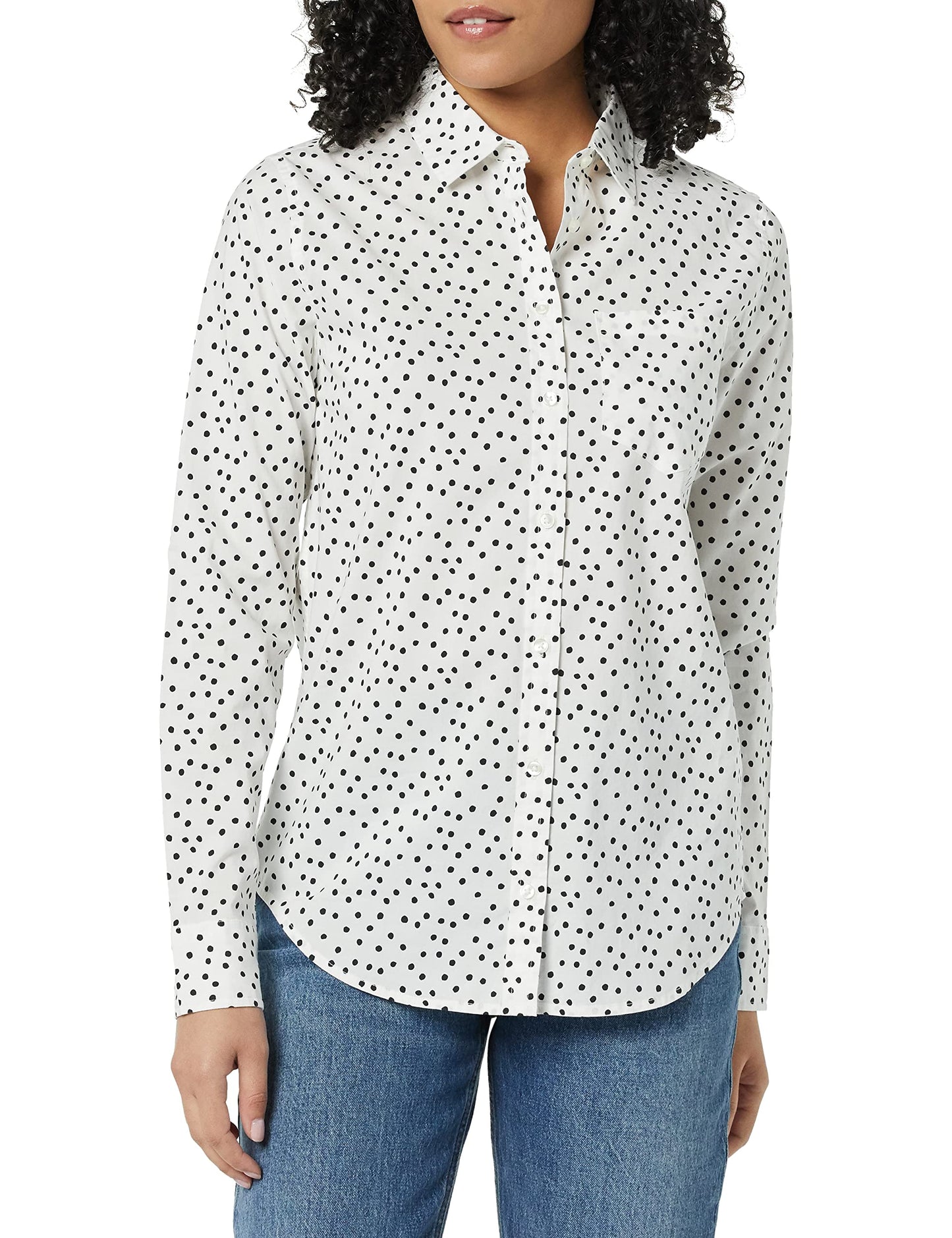Amazon Essentials Women's Regular-Fit Long-Sleeve Button-Down Poplin Shirt, Business Casual, Office Work