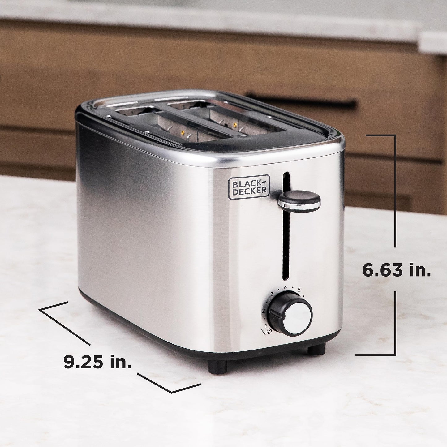 BLACK+DECKER 2-Slice Toaster, T2569B, Extra Wide Slots, 6 Shade Settings, 850 Watts, Crumb Tray, Cancel Button