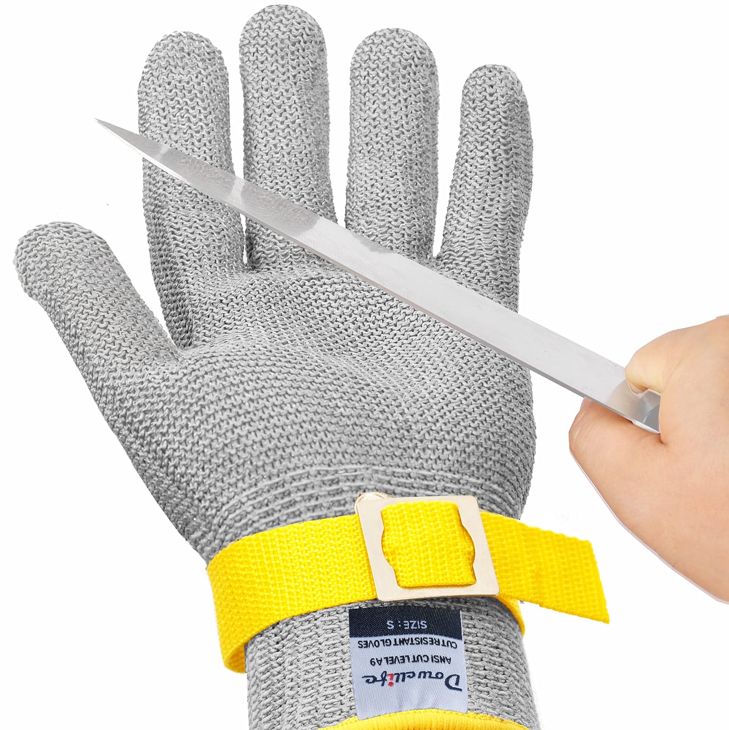 Dowellife Level 9 Cut Resistant Glove - Stainless Steel Mesh Metal Glove for Butcher, Meat Cutting, Oyster Shucking, Kitchen Mandoline, Chef Slicing, Fish Fillet (X-Large)