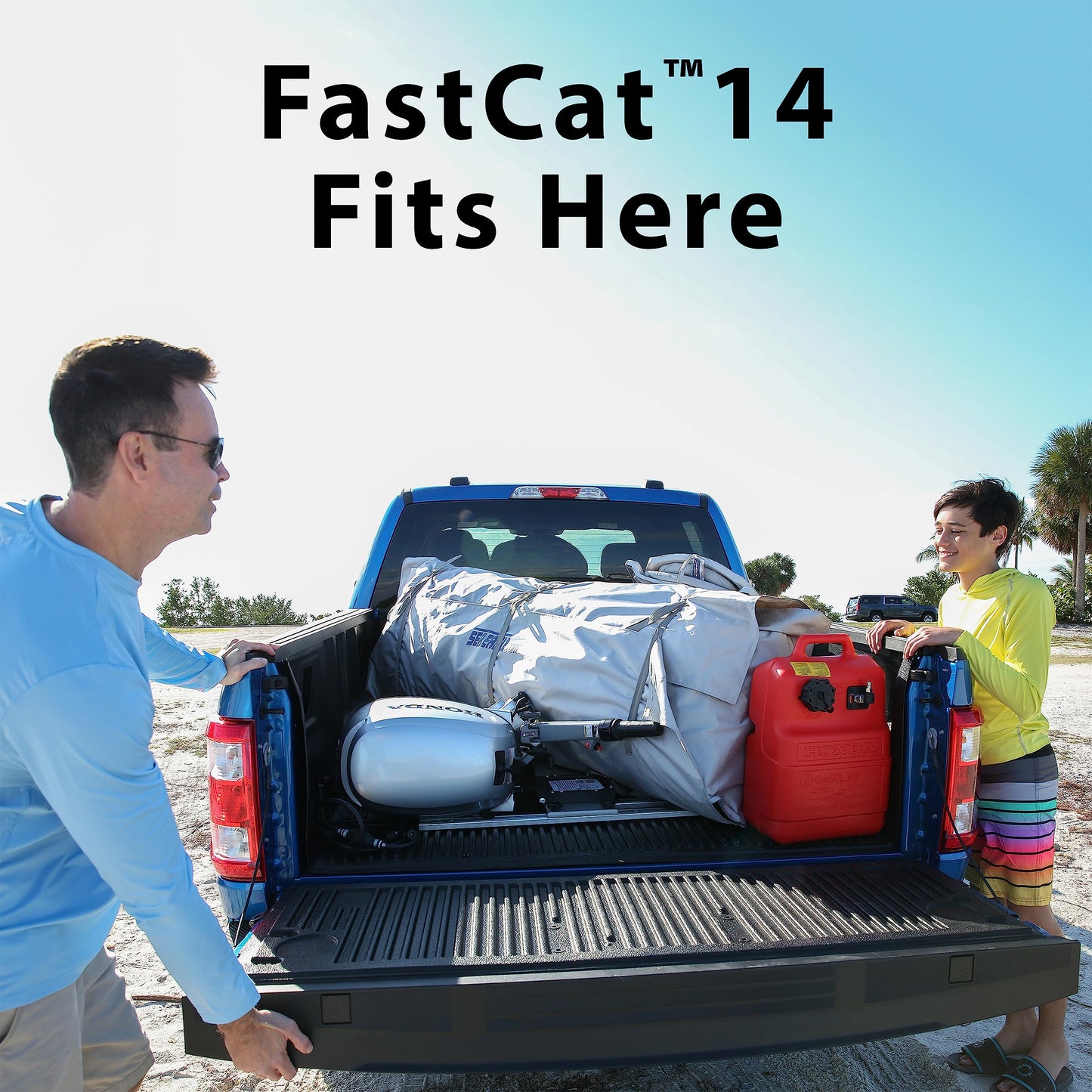 Sea Eagle FastCat Catamaran 2-4 Person Inflatable Boat-Rigid, High-Pressure, All-Drop Stitch, Easy Setup, Self-Bailing (FastCat14 Swivel Seat Canopy Package)