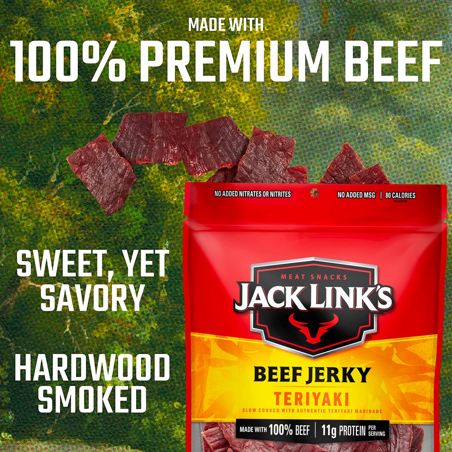 Jack Link's Beef Jerky, Original, Large Jerky Bags - Great Gifts for Dad, Flavorful Meat Snacks, Ready to Eat Protein Snacks with 10g of Protein per Serving, Made with 100% Beef - 9 Oz. (Pack of 2)
