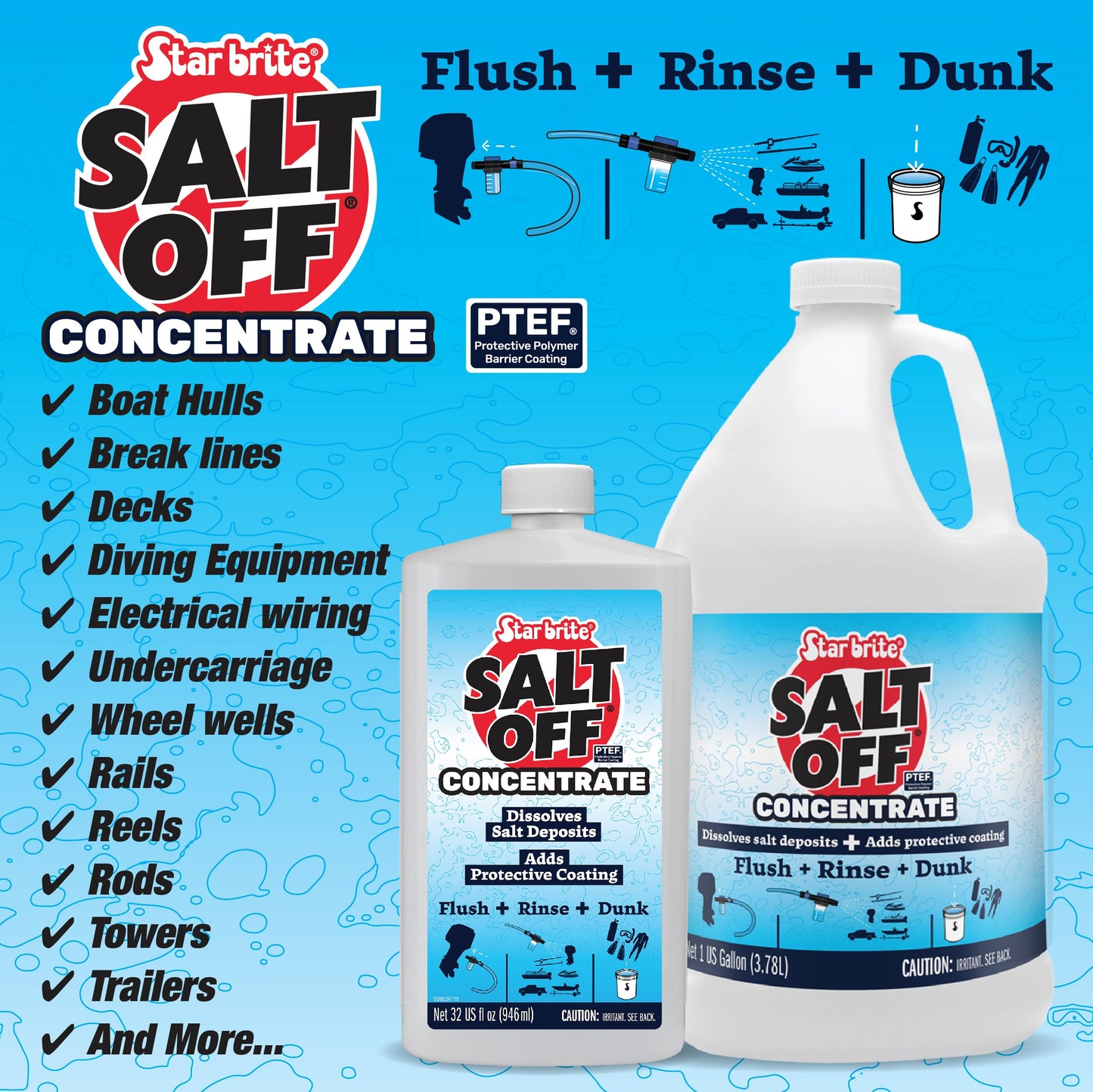 STAR BRITE Salt Off Concentrate - 1 Gallon - Ultimate Salt Remover Wash & Marine Engine Flush for Boats, Vehicles, Trailers, and More (093900N)