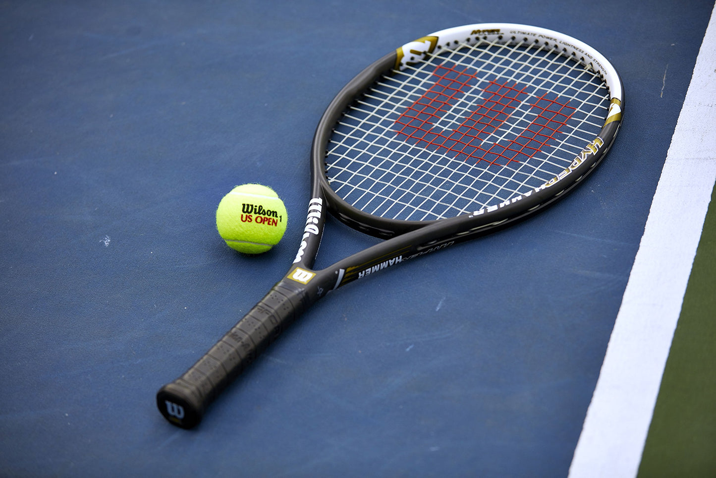 Wilson Hyper Hammer 5.3 Strung Tennis Racket (Black/White, 4 3/8)