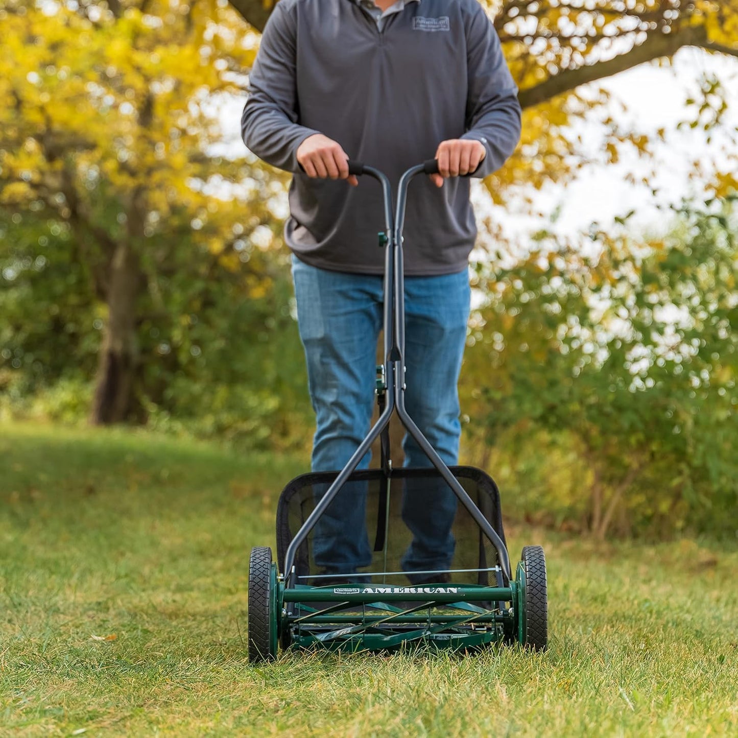 American Lawn Mower Company 1204-14 14-Inch 4-Blade Push Reel Lawn Mower, Red
