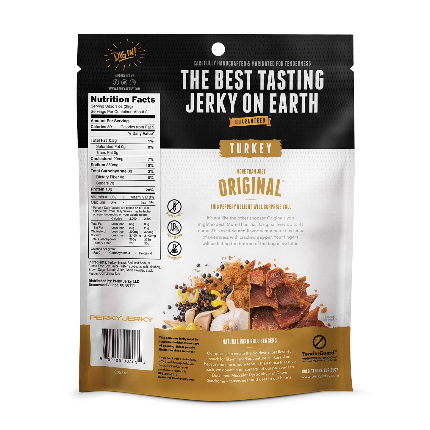 Perky Jerky Turkey Jerky Variety, 2.2 oz (Pack of 5) - Low Sodium - 7-10g Protein per Serving - Low Fat - 100% U.S. Sourced - Non-GMO
