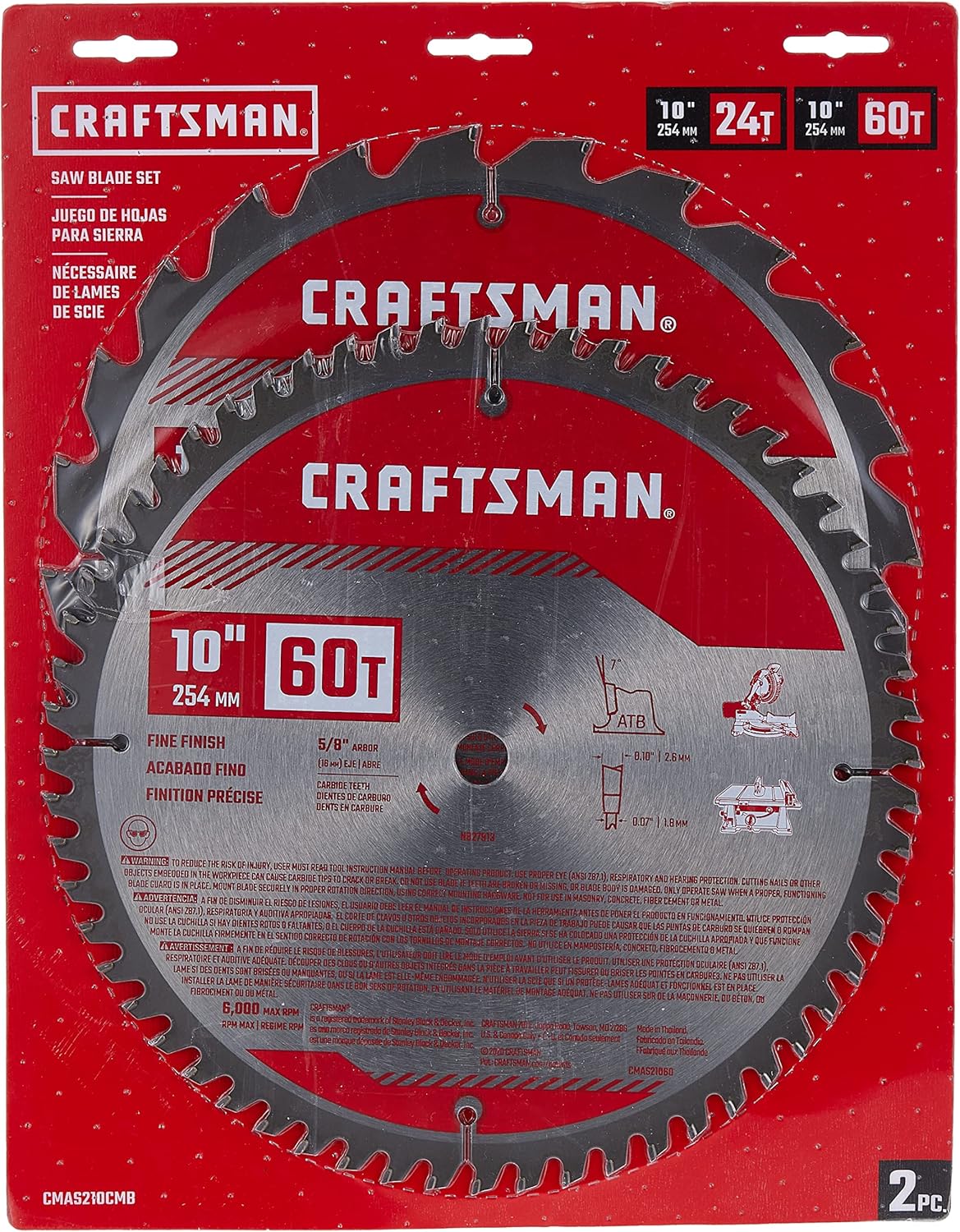 CRAFTSMAN 10" Miter Saw Blade, Combo Pack (CMAS210CMB)
