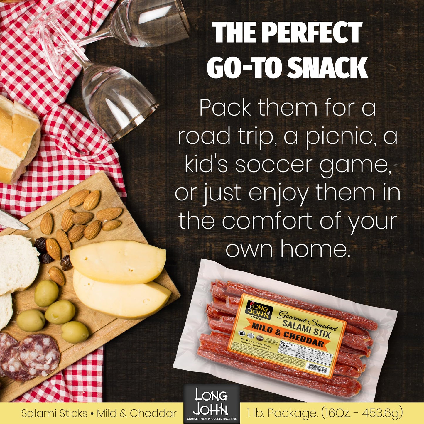 Long John Snacks Italian Style Dried Salami Stix – Premium Italian Blend Hand Crafted Pork & Beef Cuts – Gluten-Free, Bold Flavor & Low Heat – Smoked & Italian-Style Dried to Perfection - 16oz.