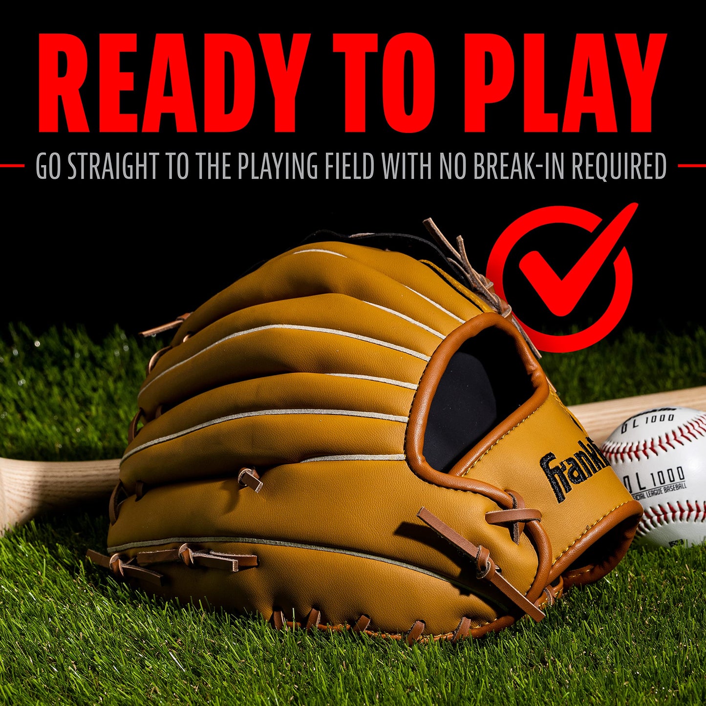 Franklin Sports Baseball and Softball Glove - Fieldmaster Adult + Youth Baseball Gloves - Men's + Women's Infield + Outfield Mitt - Right Hand Throw - 12"