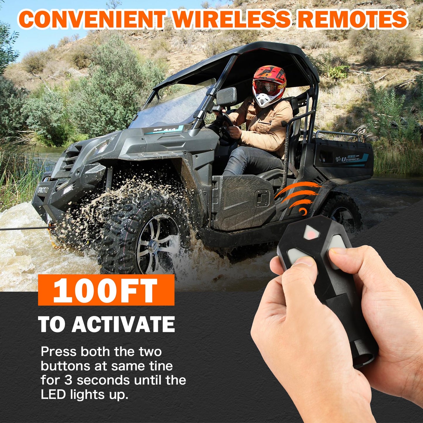 ZESUPER 3000 lb Electric Winch for ATV UTV Trailer Boat Synthetic Rope Winch 12V DC Off Road Towing Winches with Wireless Remote Mounting Bracket