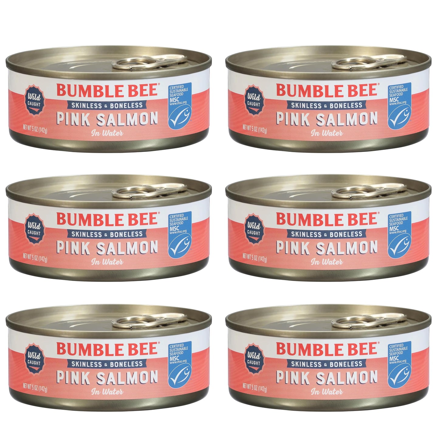 Bumble Bee Canned Pink Salmon, 14.75 oz Cans (Pack of 12) - Premium Wild Caught Salmon with Skin & Bones - 18g Protein per Serving - MSC Certified Sustainable Seafood, Non-GMO, Gluten Free, Kosher