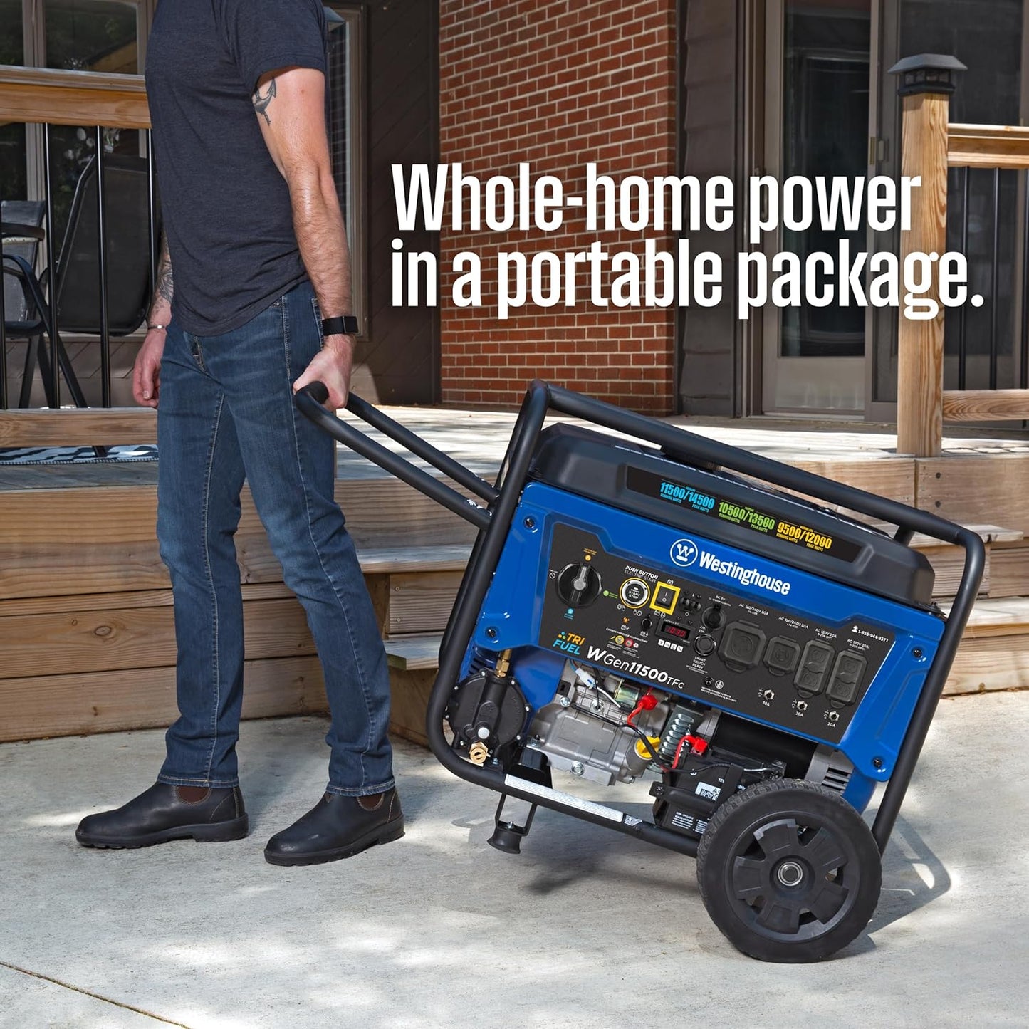 Westinghouse 14500 Peak Watt Tri-Fuel Home Backup Portable Generator, Remote Electric Start, Transfer Switch Ready, Gas, Propane, and Natural Gas Powered