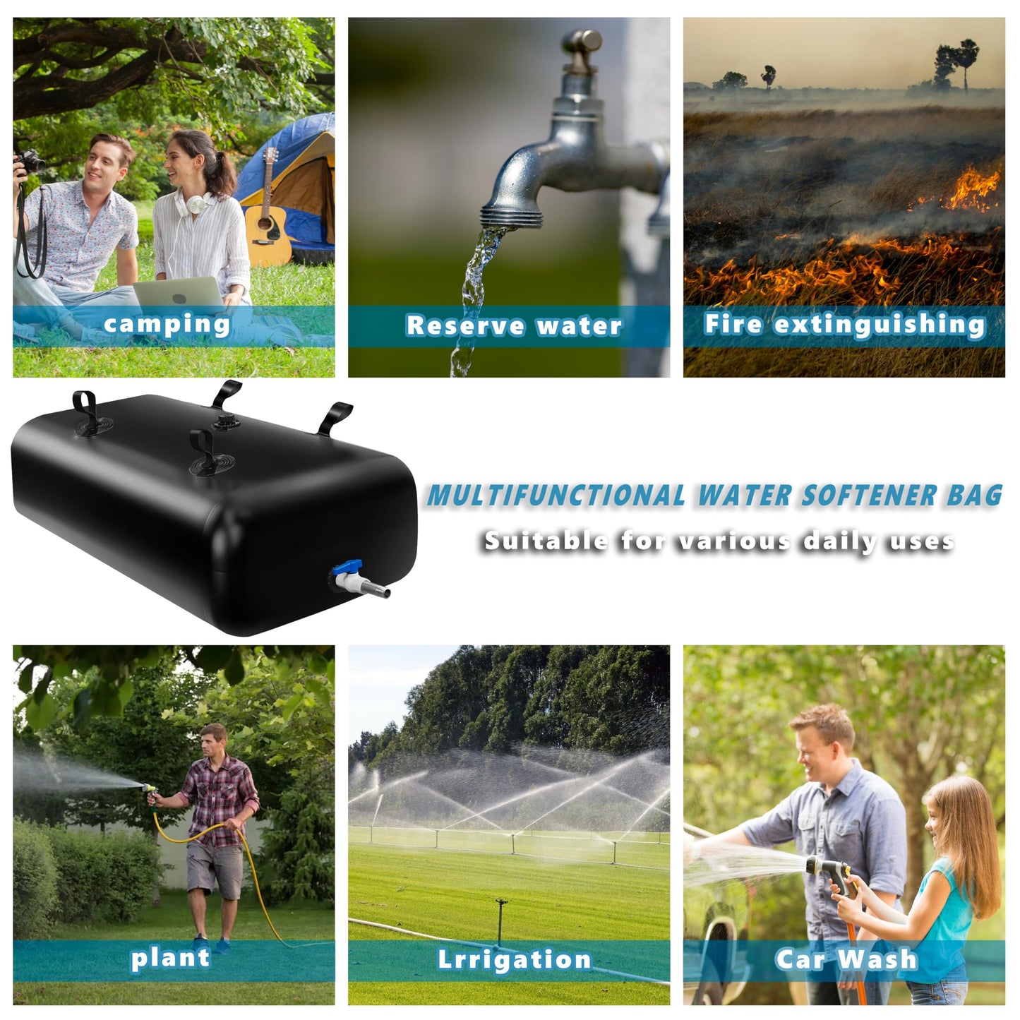 Portable Large Capacity Water Storage Bladder Containers, Foldable Water Bladder Tank, Camping Garden Drought Resistance Agricultural Irrigation Outdoor RV Emergency Water