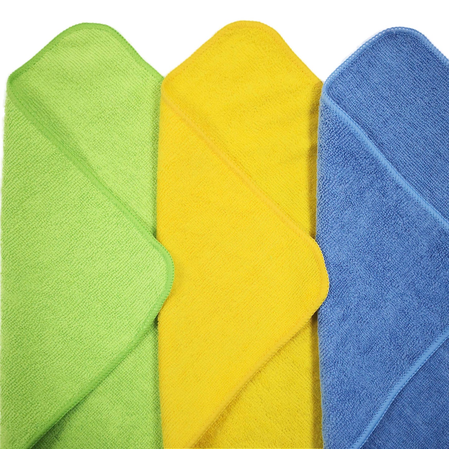 POLYTE Microfiber Cleaning Cloth, 12 x 16 in, Blue, Green, Yellow, 36 Pack