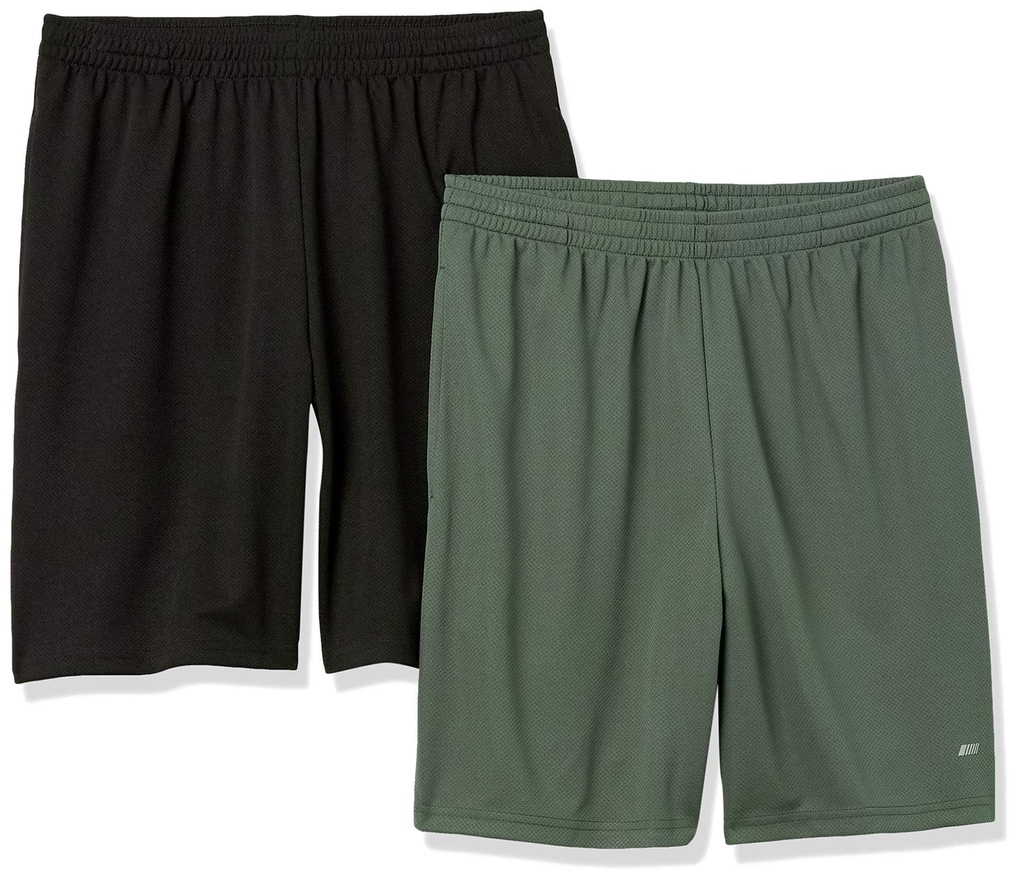 Amazon Essentials Men's Athletic Basketball Gym,Performance Tech Loose-Fit Training Shorts, Pack of 2
