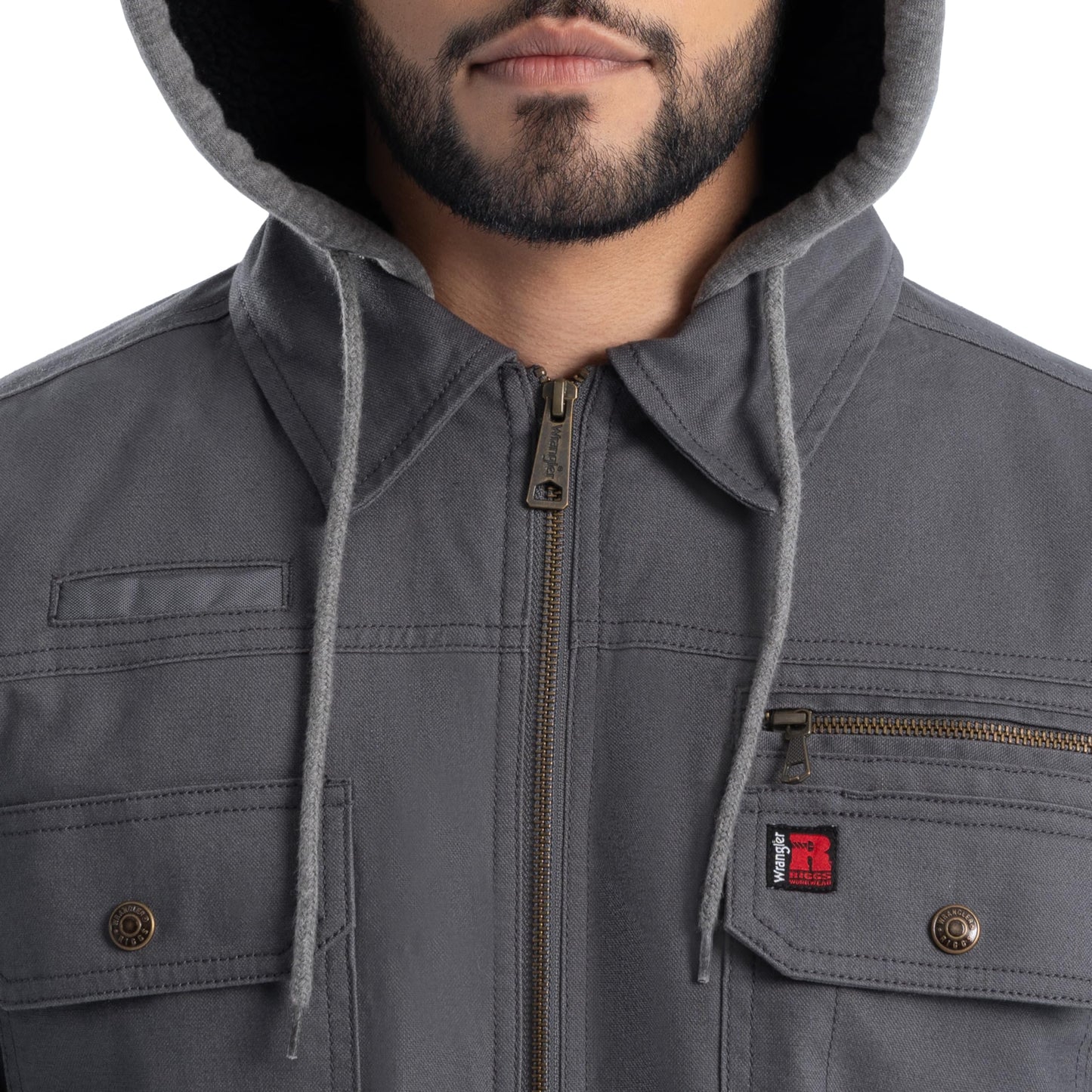 Wrangler Men's Quilted Lined Jacket with Sherpa Hood