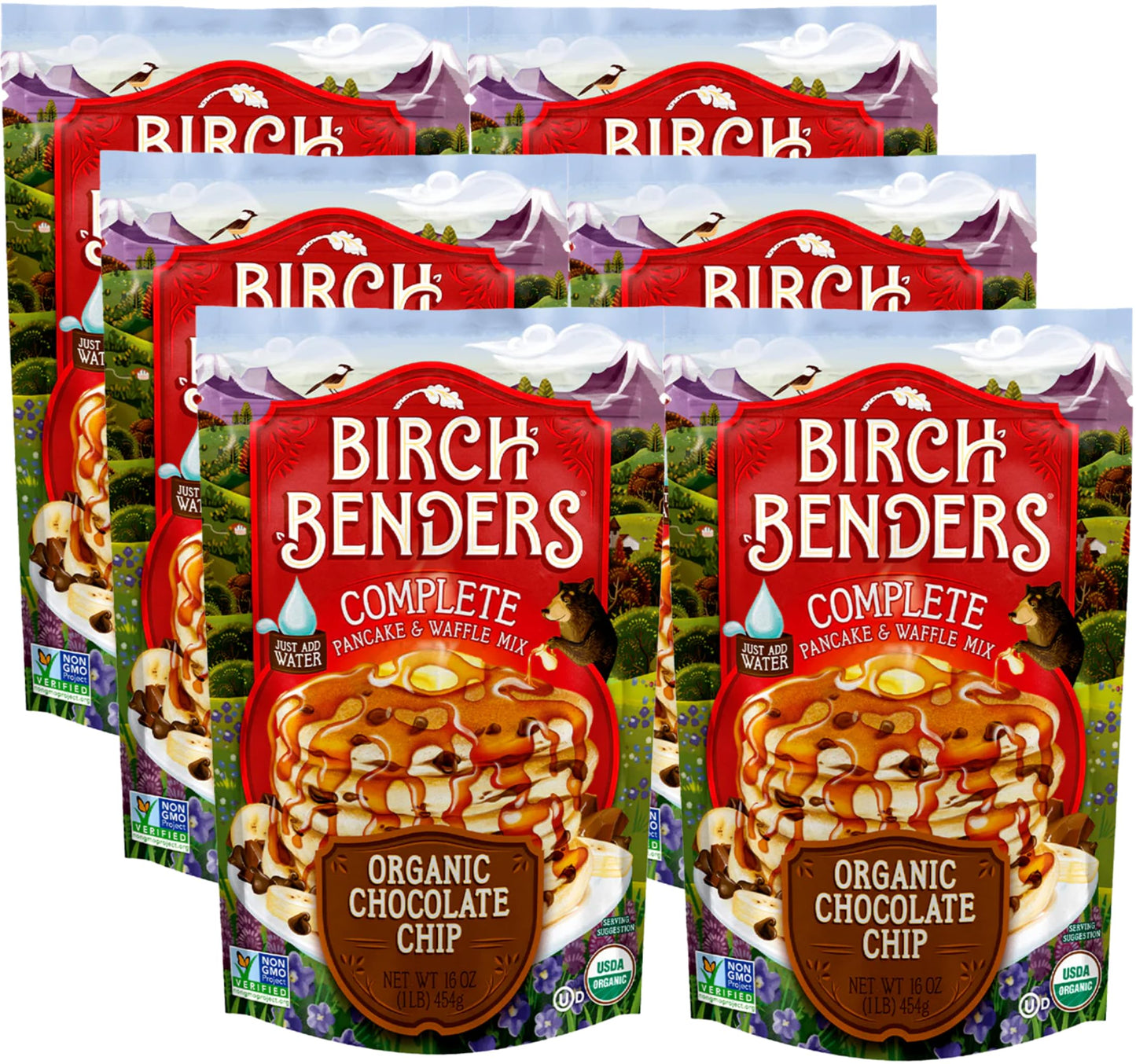 Organic Pancake and Waffle Mix, Classic Recipe by Birch Benders, Whole Grain, Non-GMO, Just Add Water, 16oz (Packaging may vary)
