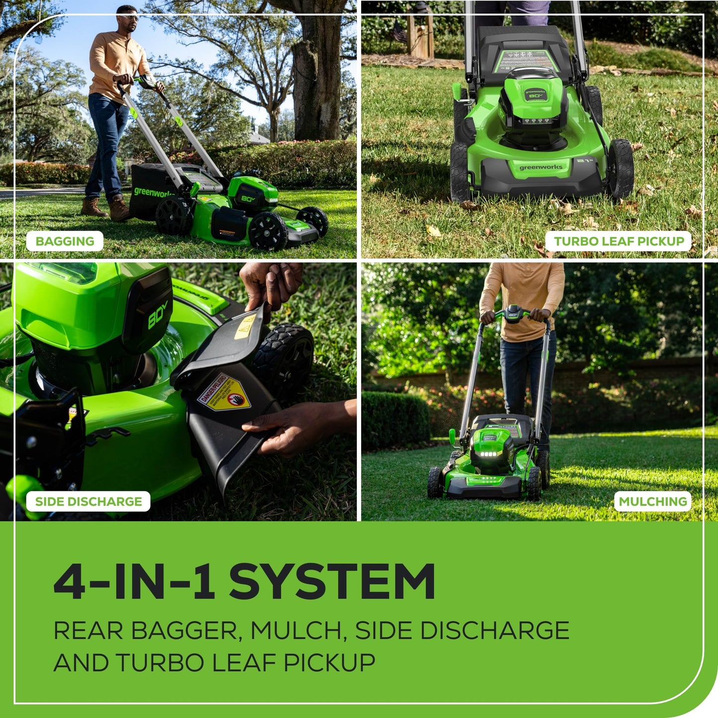 Greenworks 80V 21" Brushless Cordless (Push) Lawn Mower (75+ Compatible Tools), (2) 2.0Ah Batteries and 30 Minute Rapid Charger Included