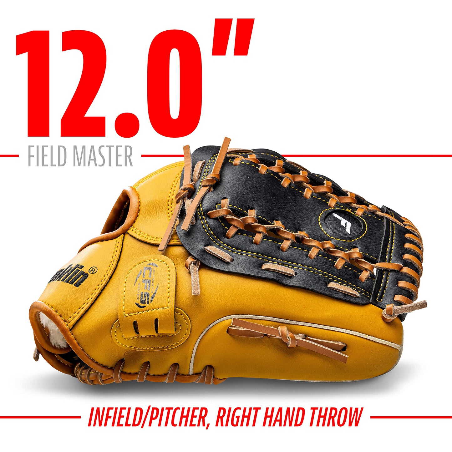Franklin Sports Baseball and Softball Glove - Fieldmaster Adult + Youth Baseball Gloves - Men's + Women's Infield + Outfield Mitt - Right Hand Throw - 12"