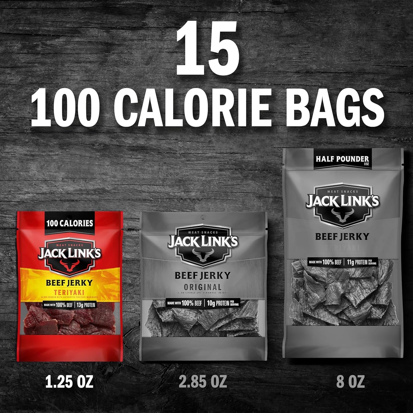Jack Link's Beef Jerky Variety Pack - Includes Original and Teriyaki Jerky, Bulk Protein Snack Pack, Good Source of Protein, Meat Snacks Made with 100% Beef, Individual Bags - 1.25 Oz (Pack of 9)