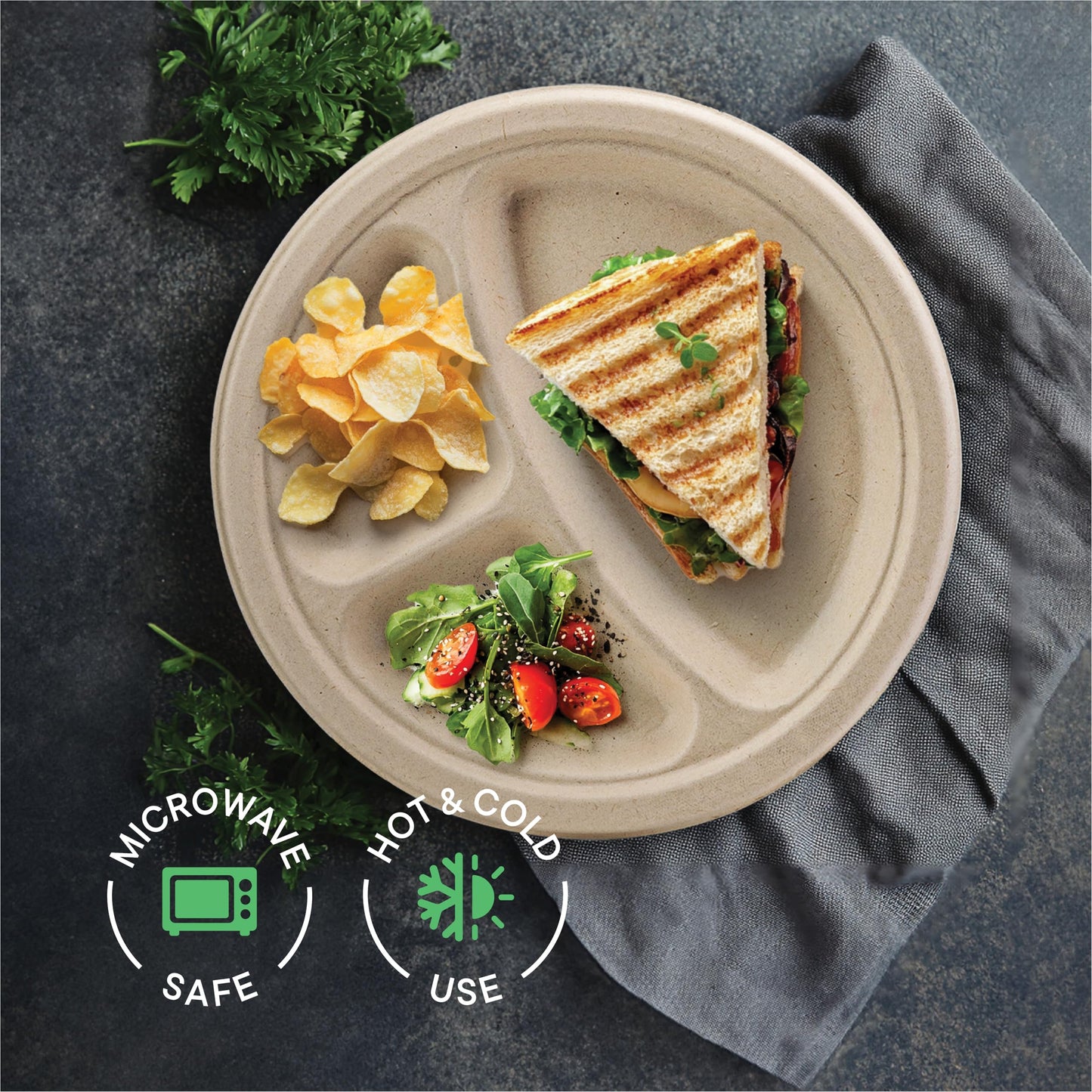 100% Compostable Paper Plates, Heavy Duty Disposable Plates [125-Pack] 9 Inch Plates - Eco-Friendly, Biodegradable Sugarcane Bagasse, Natural Unbleached Brown 9" Dinner Paper Plate Disposable