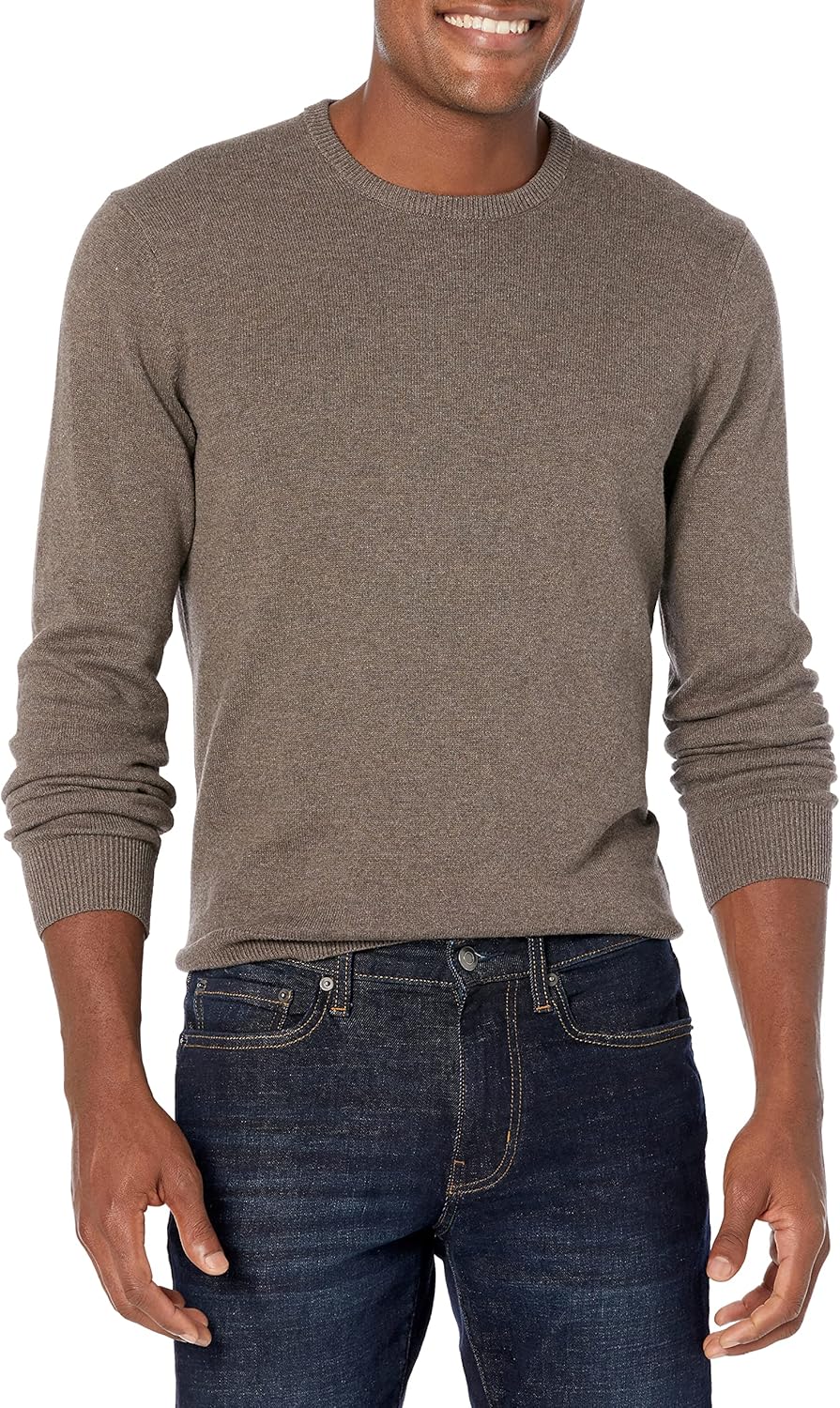 Amazon Essentials Men's Long-Sleeve Crewneck Sweater, 100% Cotton, Big & Tall Options Available