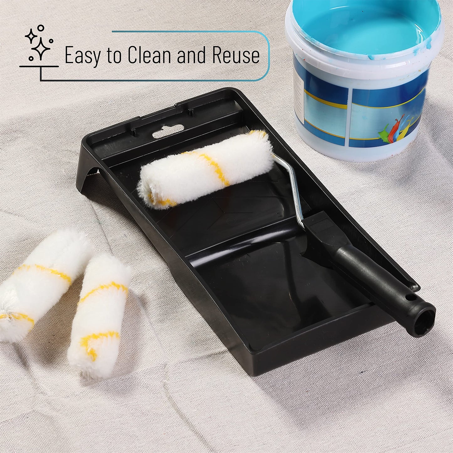 Bates Paint Roller - Paint Brush, Paint Tray, Roller Paint Brush, 11 Piece Home Painting Supplies, Foam Brush, House Painting Tray, Painting Tools, Roller and Paint Brushes, Interior Paint Brushes