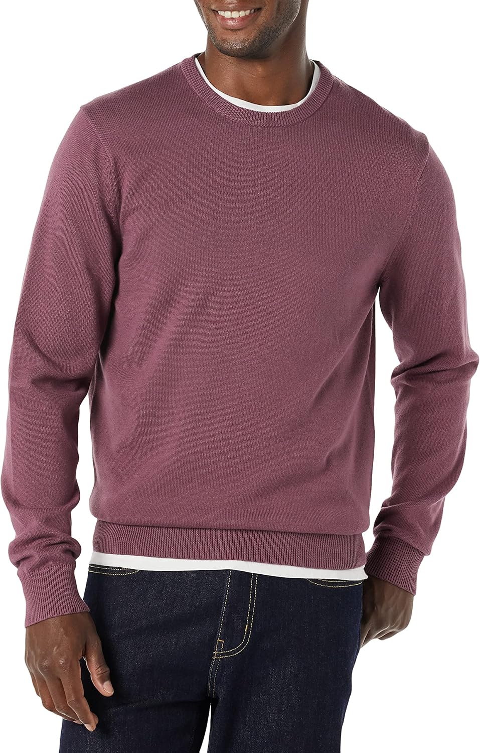 Amazon Essentials Men's Long-Sleeve Crewneck Sweater, 100% Cotton, Big & Tall Options Available