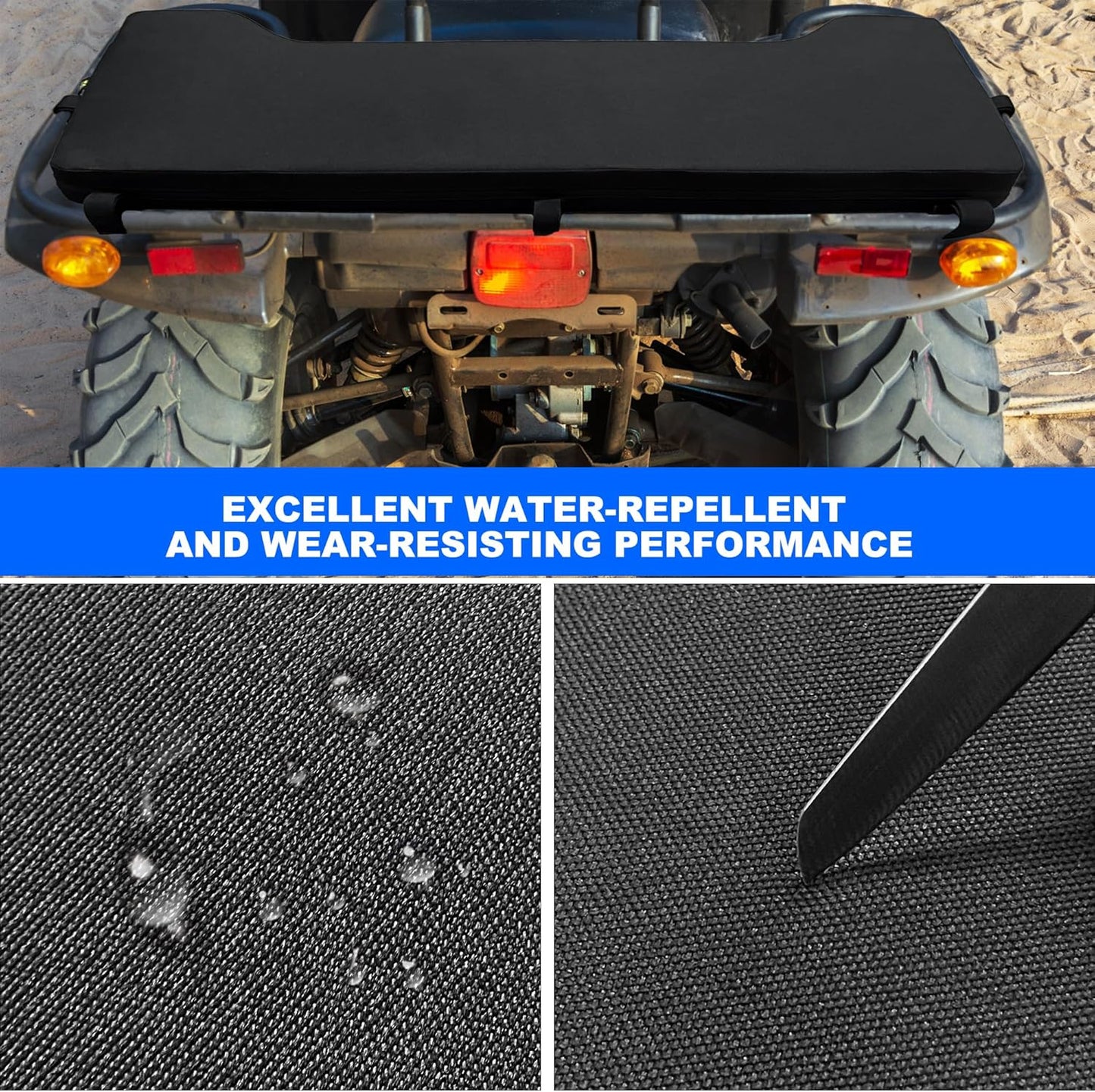 MYDAYS Universal ATV Rack Pad, Breathable Shock Absorption Water-Resistant ATV Seat Cushion for Four Wheeler Polaris Sportsman Kawasaki Arctic Cat