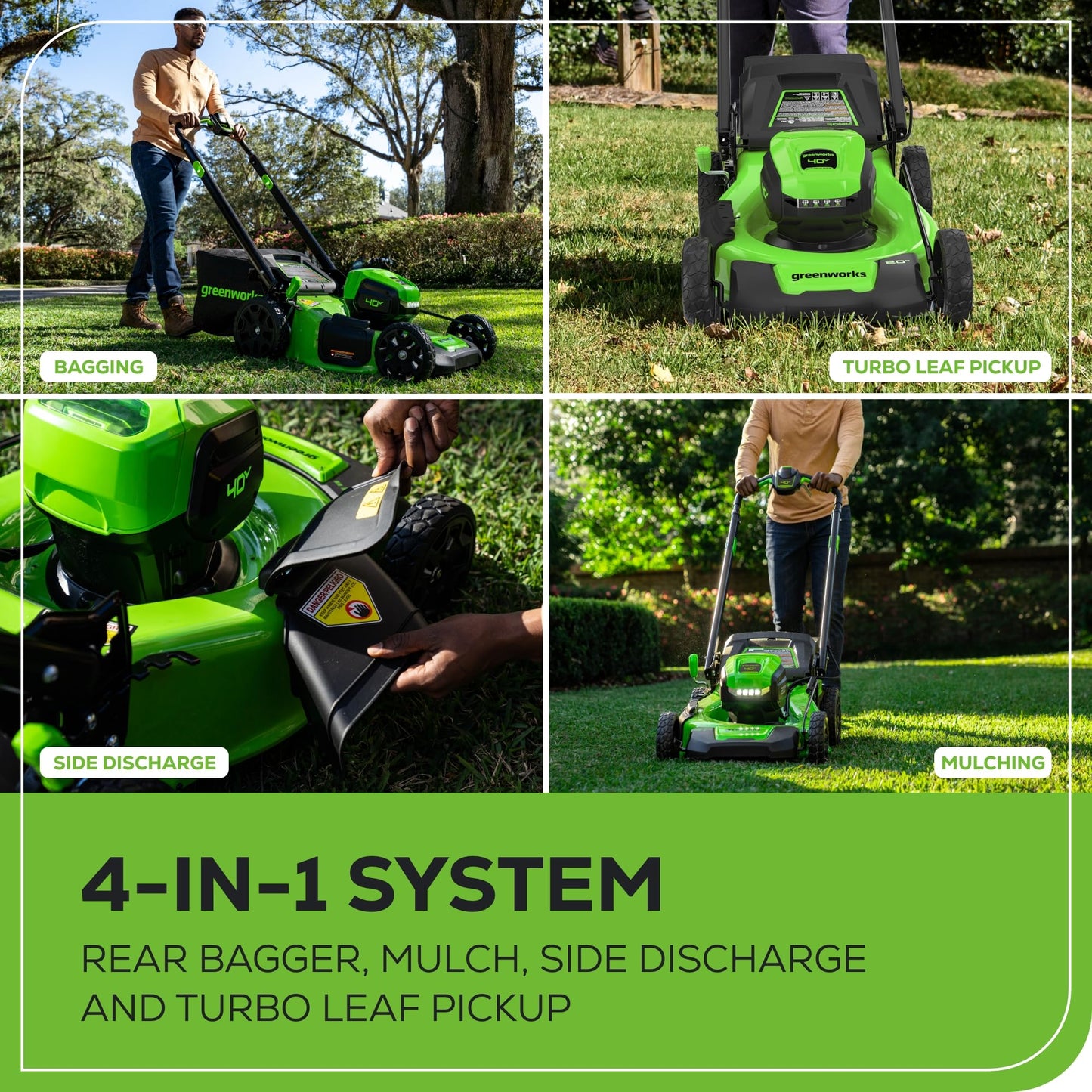 Greenworks 40V 16" Cordless Lawn Mower, Ultra-Light Push Mower with 4.0Ah Battery & Charger(75+ Tool Compatibility, 45Min Runtime)