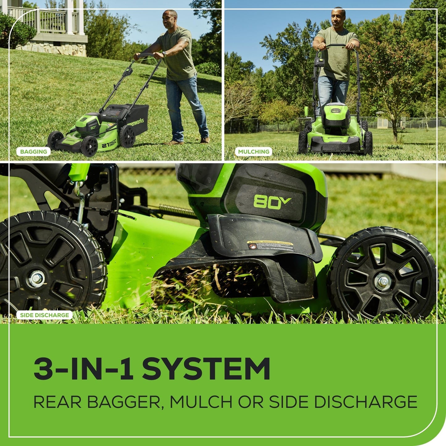 Greenworks 80V 21" Brushless Cordless (Push) Lawn Mower (75+ Compatible Tools), (2) 2.0Ah Batteries and 30 Minute Rapid Charger Included