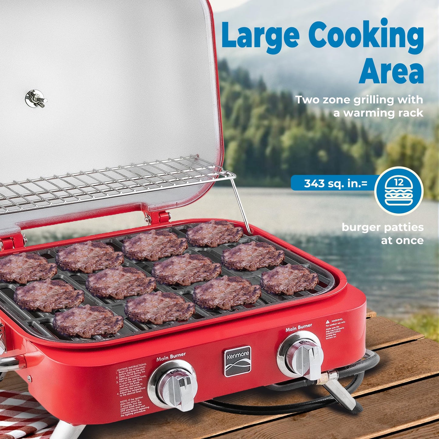 Kenmore 2-Burner Portable Tabletop Retro Gas Grill