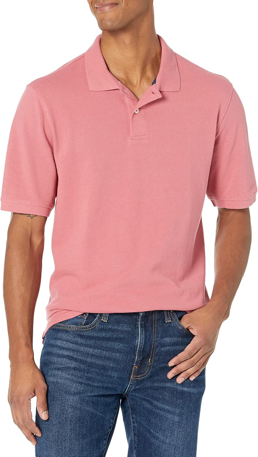 Amazon Essentials Men's Regular-Fit Short Sleeve Cotton Pique Polo Shirt (Available in Big & Tall)