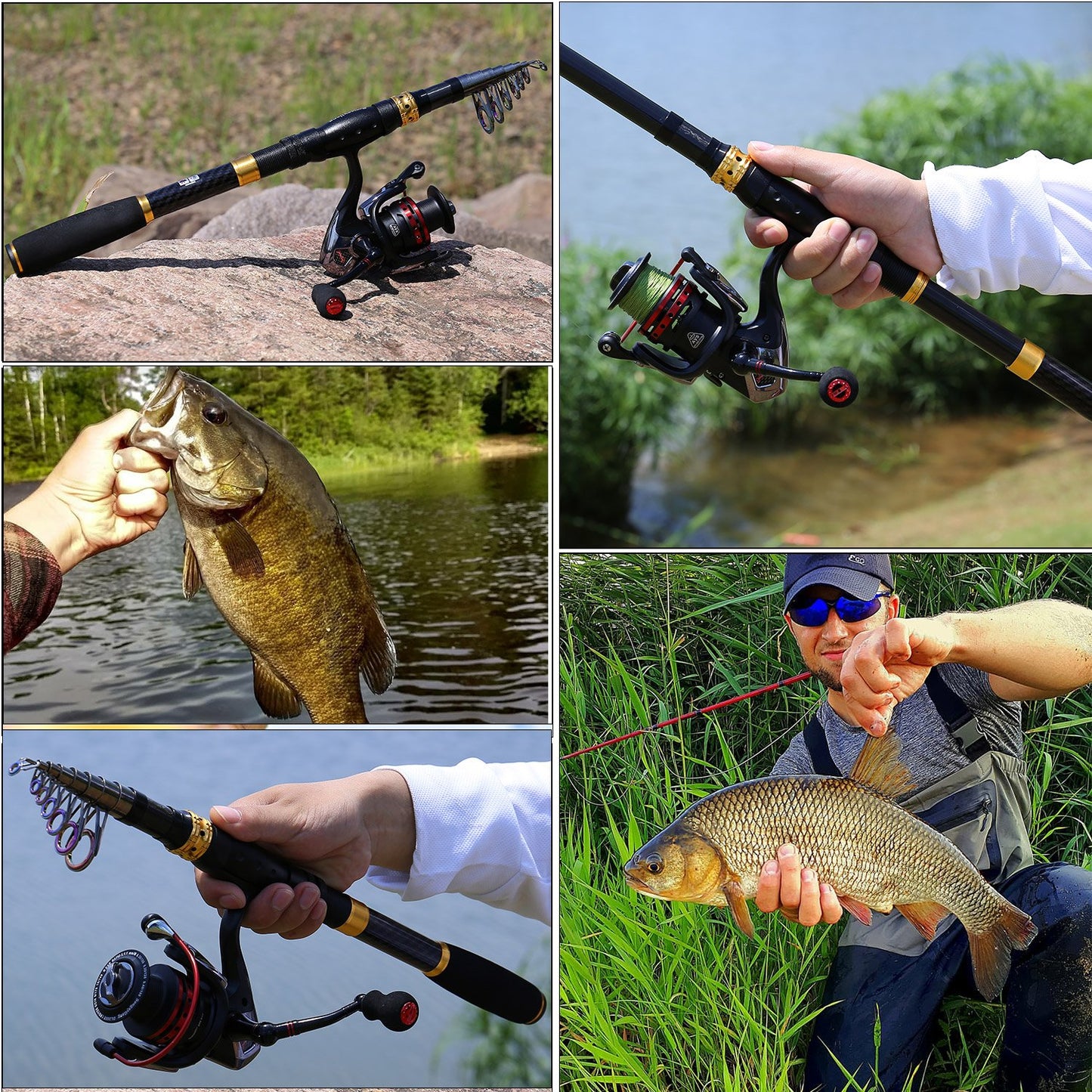 Sougayilang Fishing Rod Reel Combo with Telescopic Fishing Pole Spinning Reel Carrier Bag