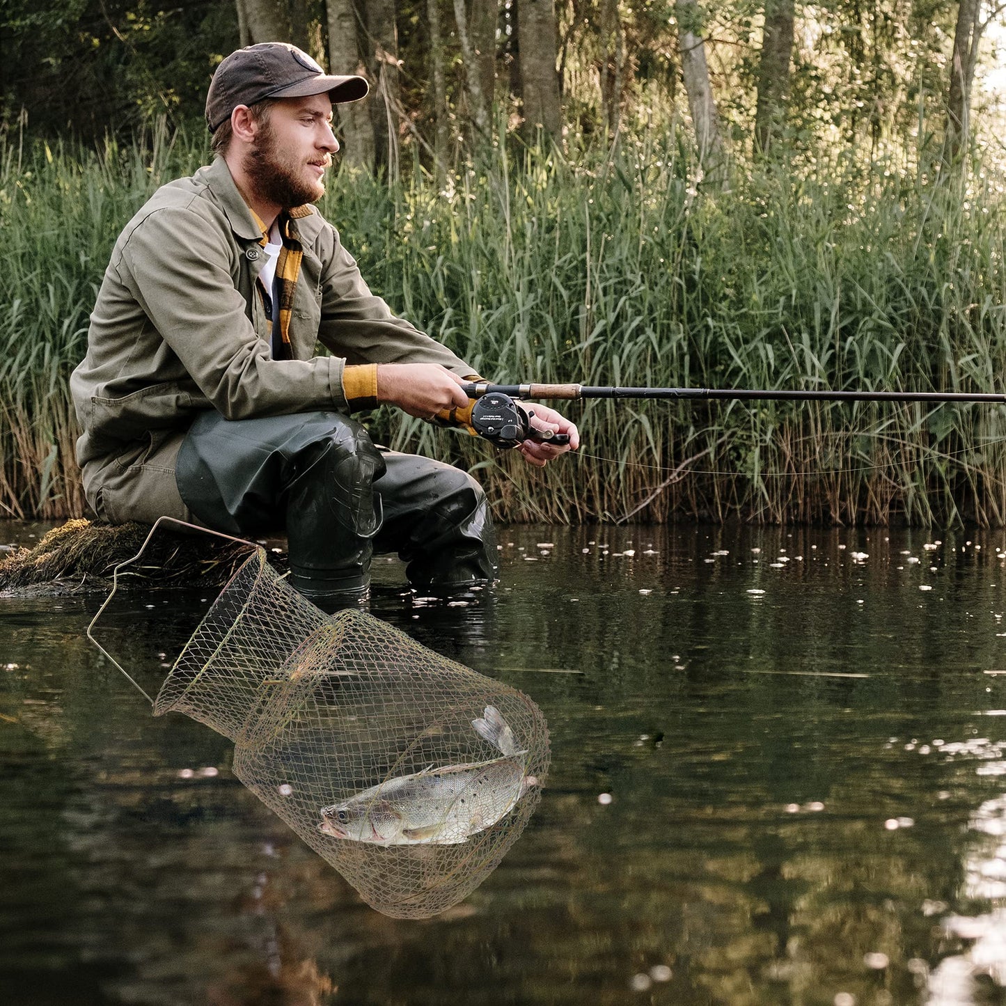 codree Floatable Galvanized Steel Wire Fish Basket, Collapsible Floatable Wire Fishing Basket, Portable Floating Fishing Net Baskets, Robust and Easy to Use