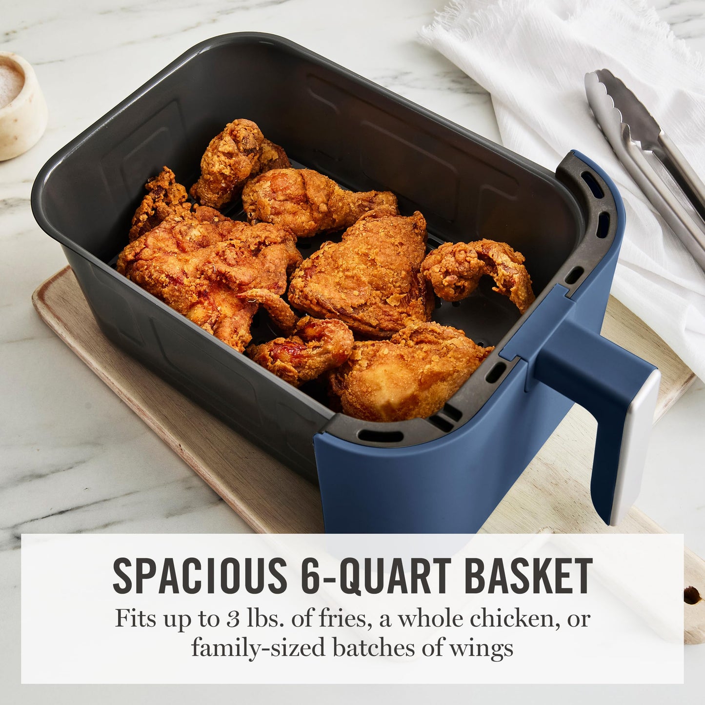 Martha Stewart 6QT Air Fryer, 6-in-1, Bake, Broil, Roast, Air Fry, Dehydrate, Reheat, Ceramic Non-Stick Basket, Crispy Results Fast, 400°F Max Temp, Shake Reminder, Auto Shut-Off, Honeydew Green
