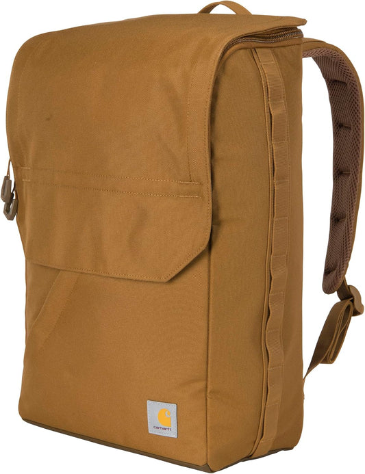 Carhartt 21L Top-Load Backpack, Durable Water Resistant Coated Canvas Base W/ 17" Laptop Sleeve, Carhartt Brown