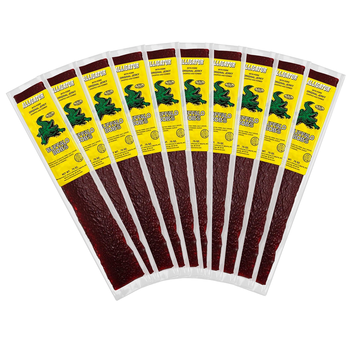Buffalo Bob's Exotic Jerky (10-Pack), 10 Flavor Variety Pack of Snack Sticks, Wild Game Beef Gifts for Men