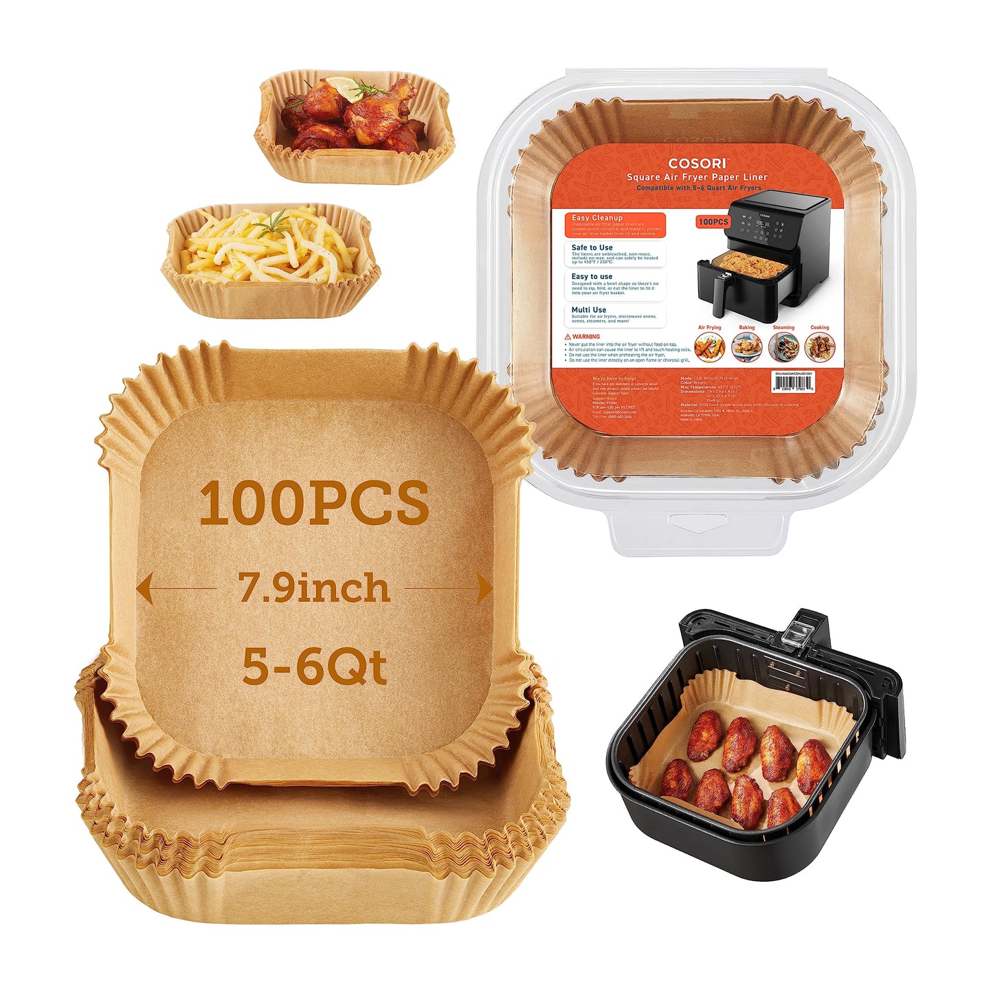 COSORI Air Fryer 9-in-1, Compact & Large 6-Qt, Fast Turbo Modes, 90–450°F Precise Heat for Even Results, Up to 95% Less Oil*, Roast, Bake, Dry, Reheat, Frozen, Broil, Proof, 120V, TurboBlaze, Grey