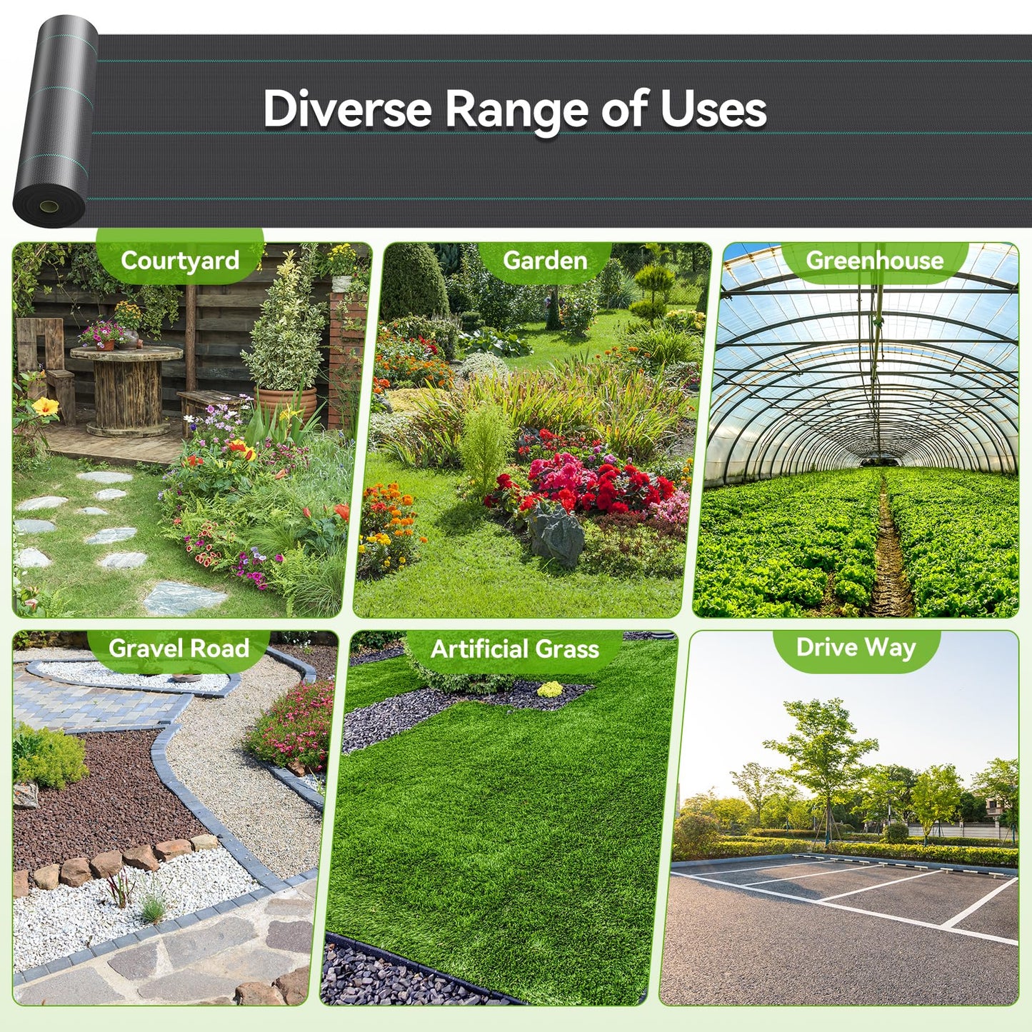 iropro 3ftx300ft Weed Barrier Landscape 3.2oz Fabric Heavy Duty, Woven Weed Control Cloth, Woven Geotextile Fabric for Underlayment, Gardening Ground, Commercial Driveway Weed Block Cover Mat