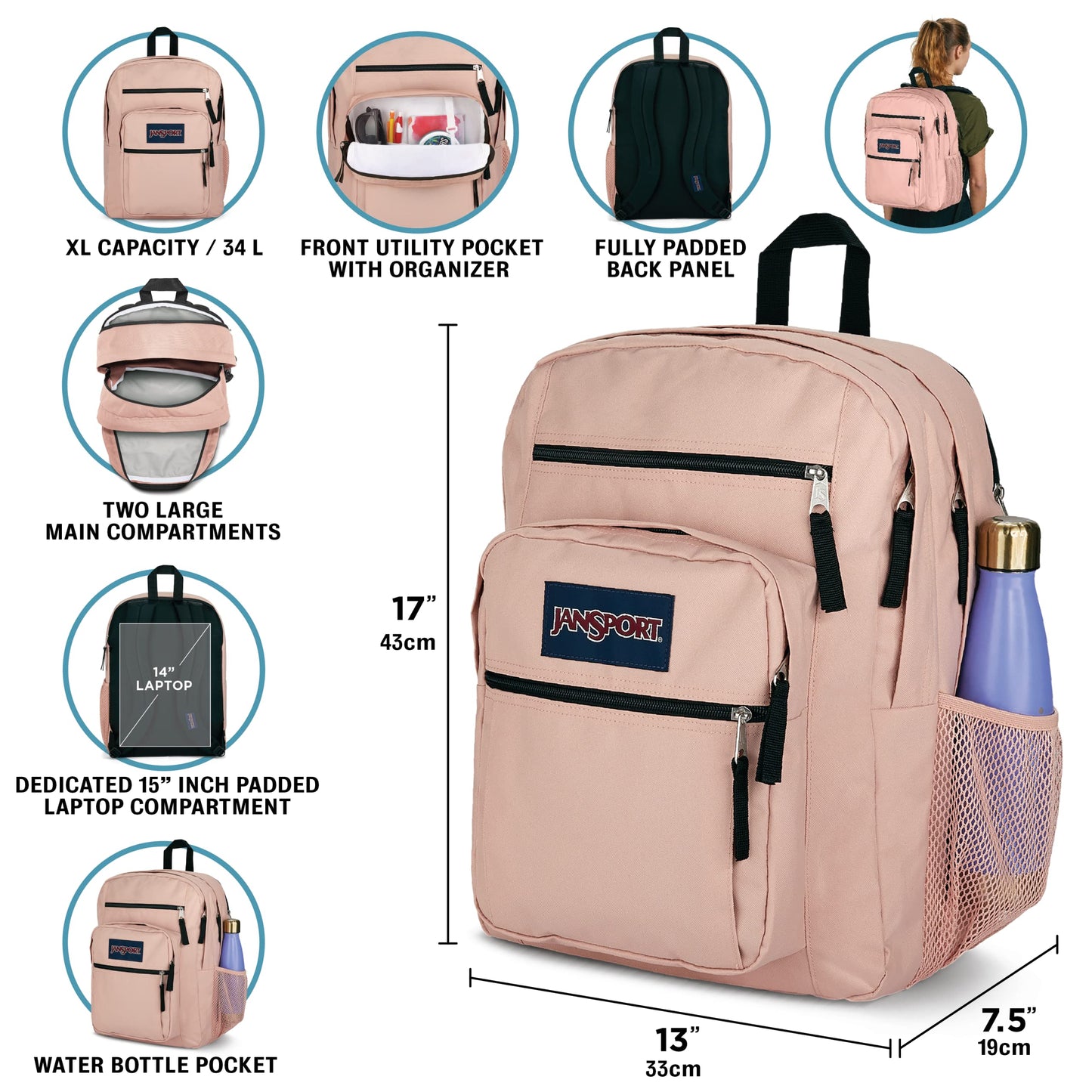 JanSport Laptop Backpack - Computer Bag with 2 Compartments, Ergonomic Shoulder Straps, 15” Laptop Sleeve, Haul Handle - Cargo Green