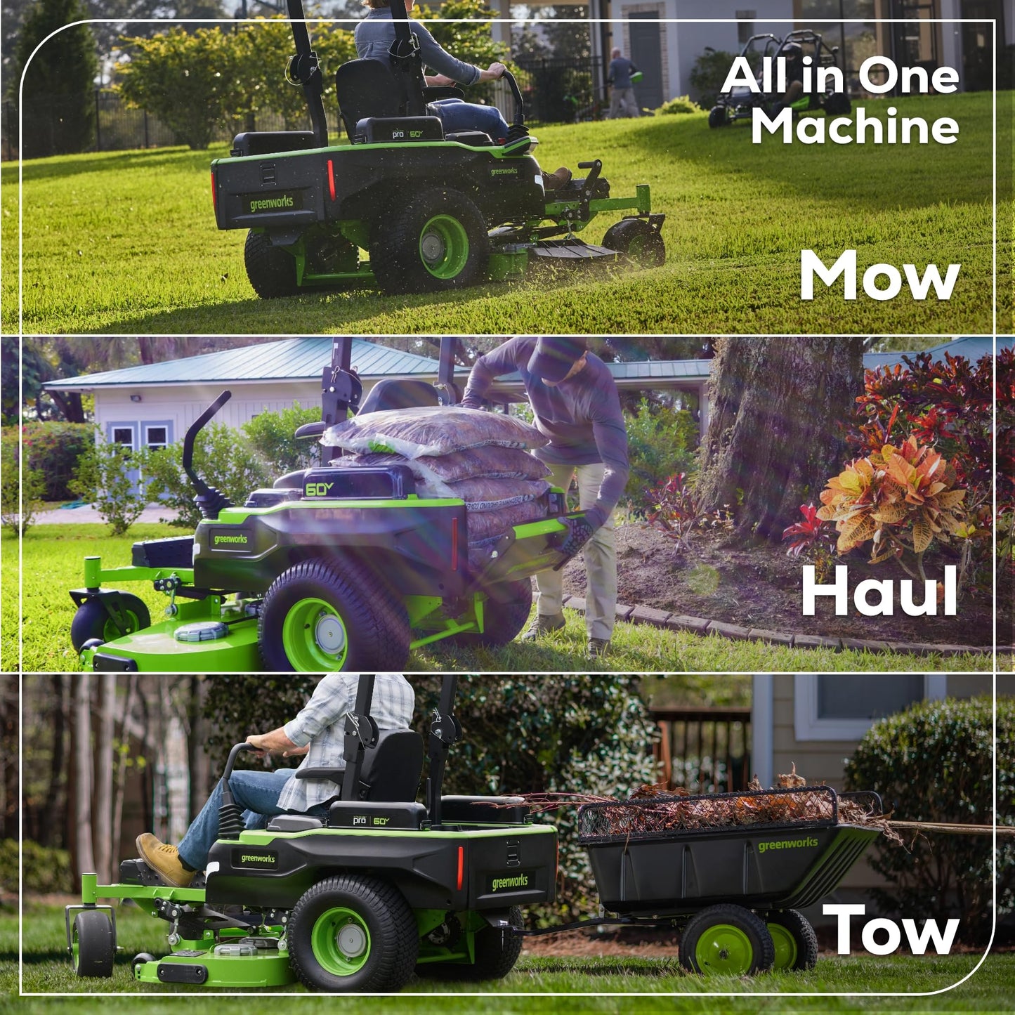 Greenworks 60V 21” Cordless (Push) Lawn Mower (LED Lights + Aluminum Handles), 5.0Ah Battery and Rapid Charger